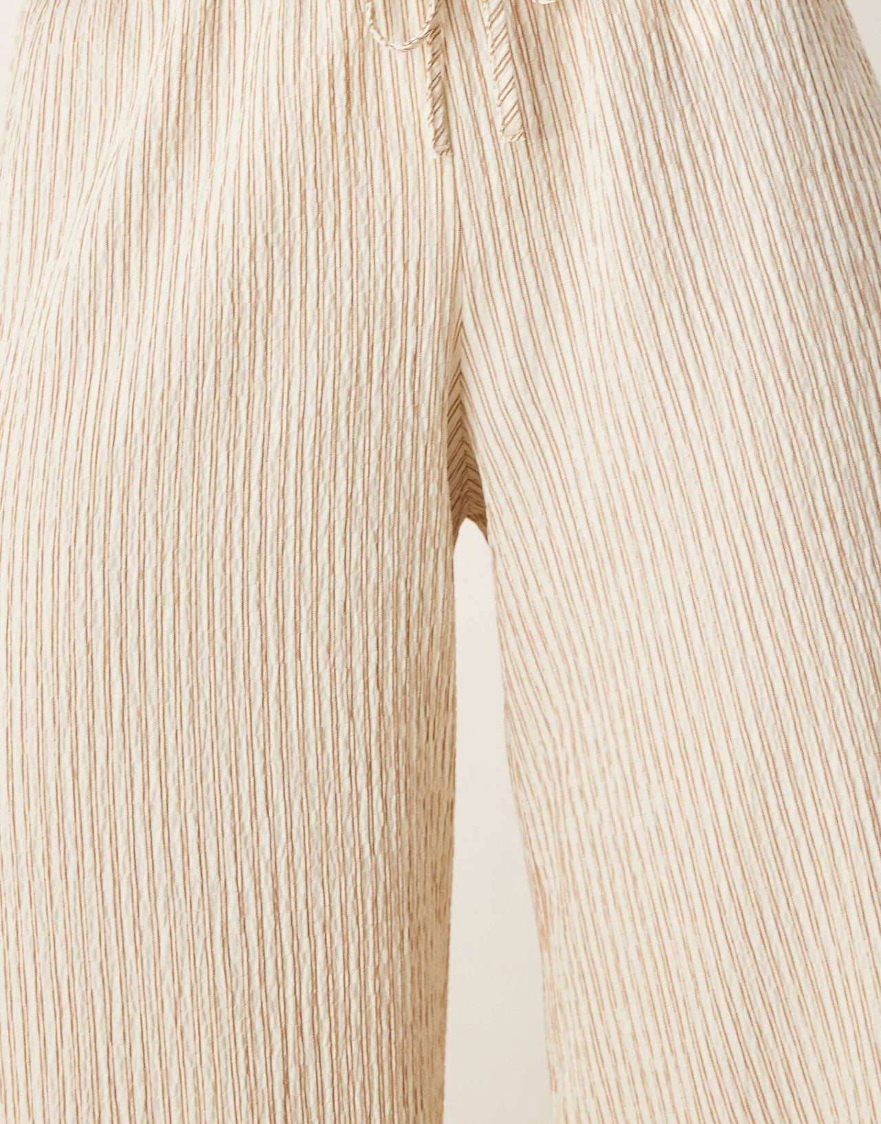Stradivarius linen look wide leg trouser in beige stripe - ASOS Sample Sale