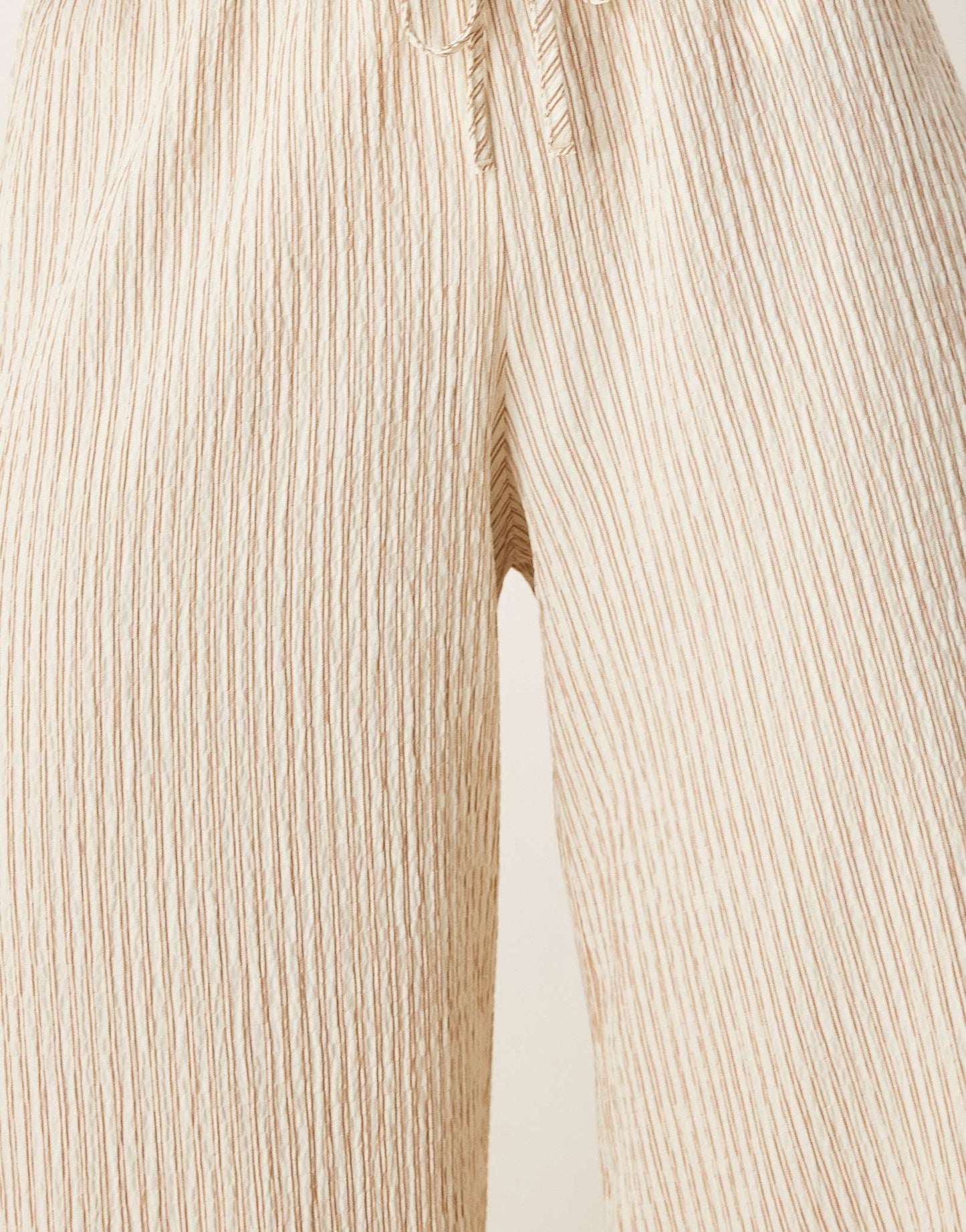 Stradivarius linen look wide leg trouser in beige stripe - ASOS Sample Sale