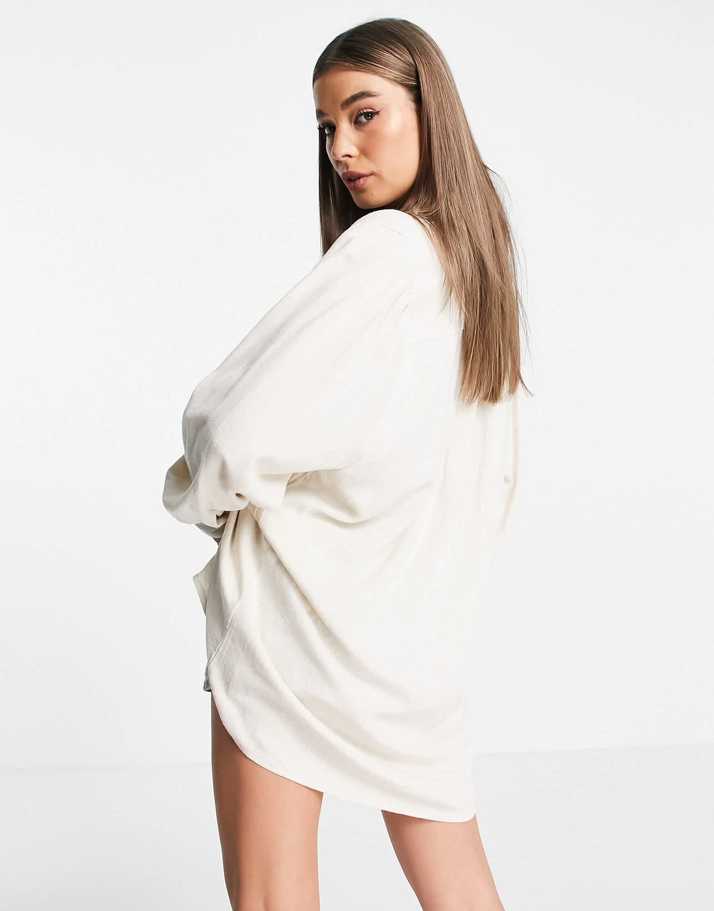Stradivarius linen oversized shirt in natural - ASOS Sample Sale