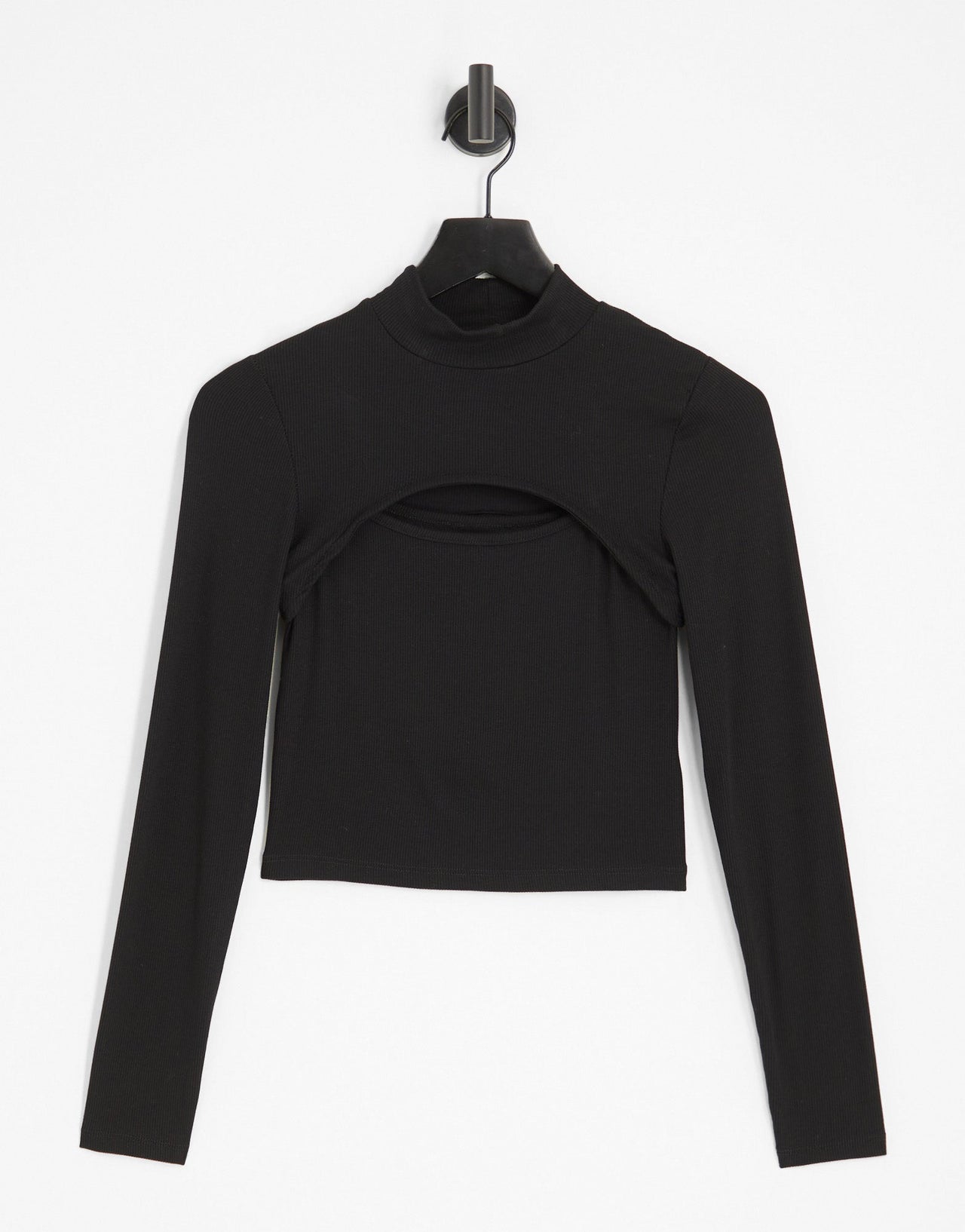 Stradivarius long sleeve cut out top in black - ASOS Sample Sale