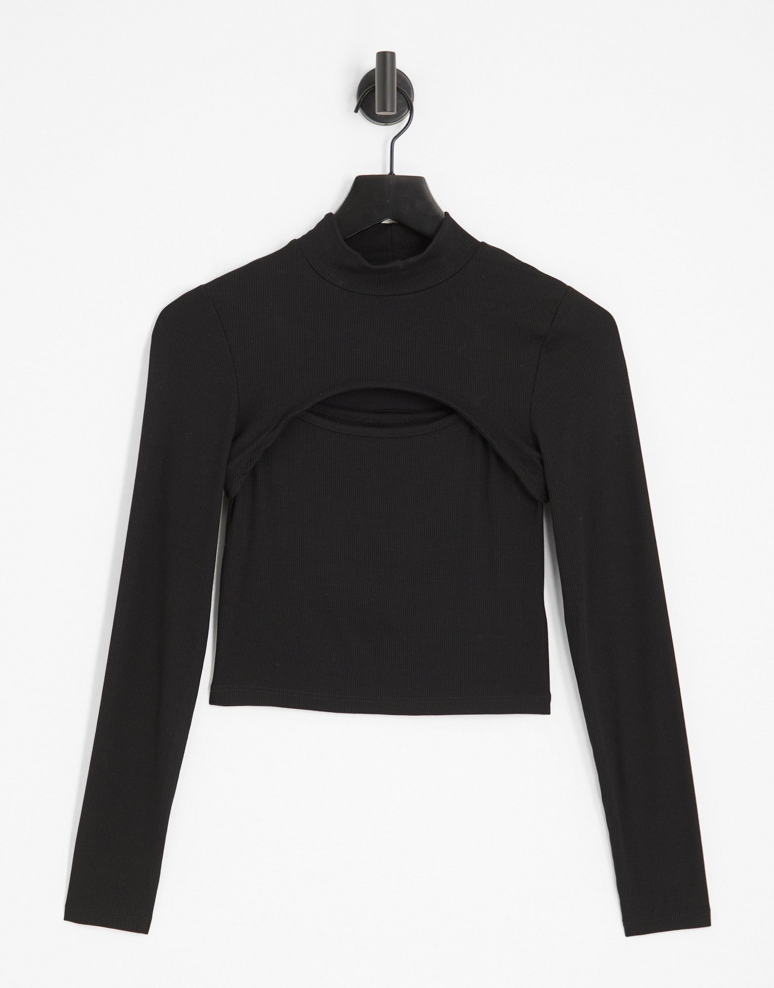 Stradivarius long sleeve cut out top in black - ASOS Sample Sale