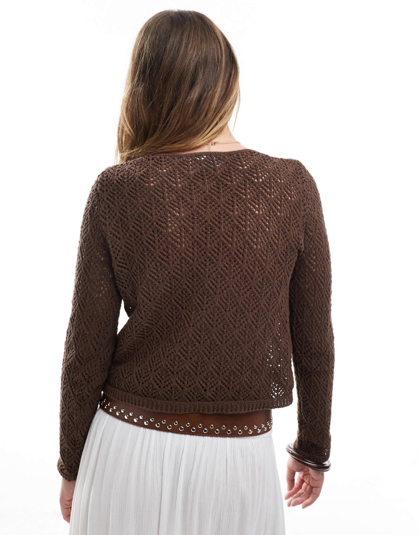 Stradivarius long sleeve fine knitted cardigan in brown - ASOS Sample Sale