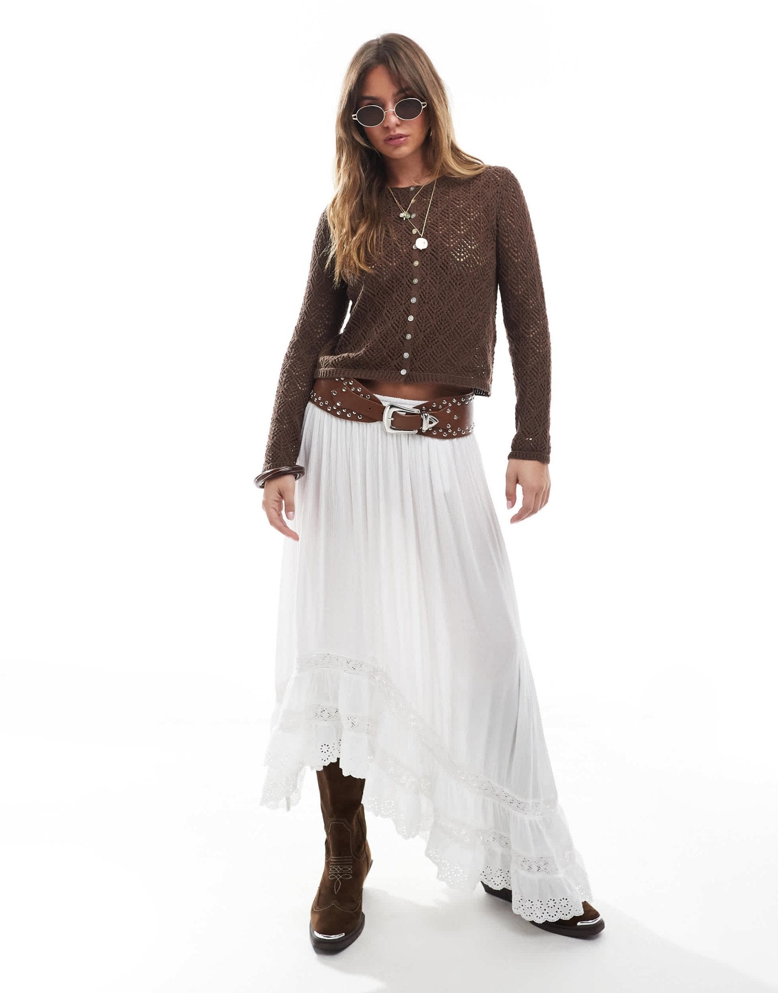 Stradivarius long sleeve fine knitted cardigan in brown - ASOS Sample Sale
