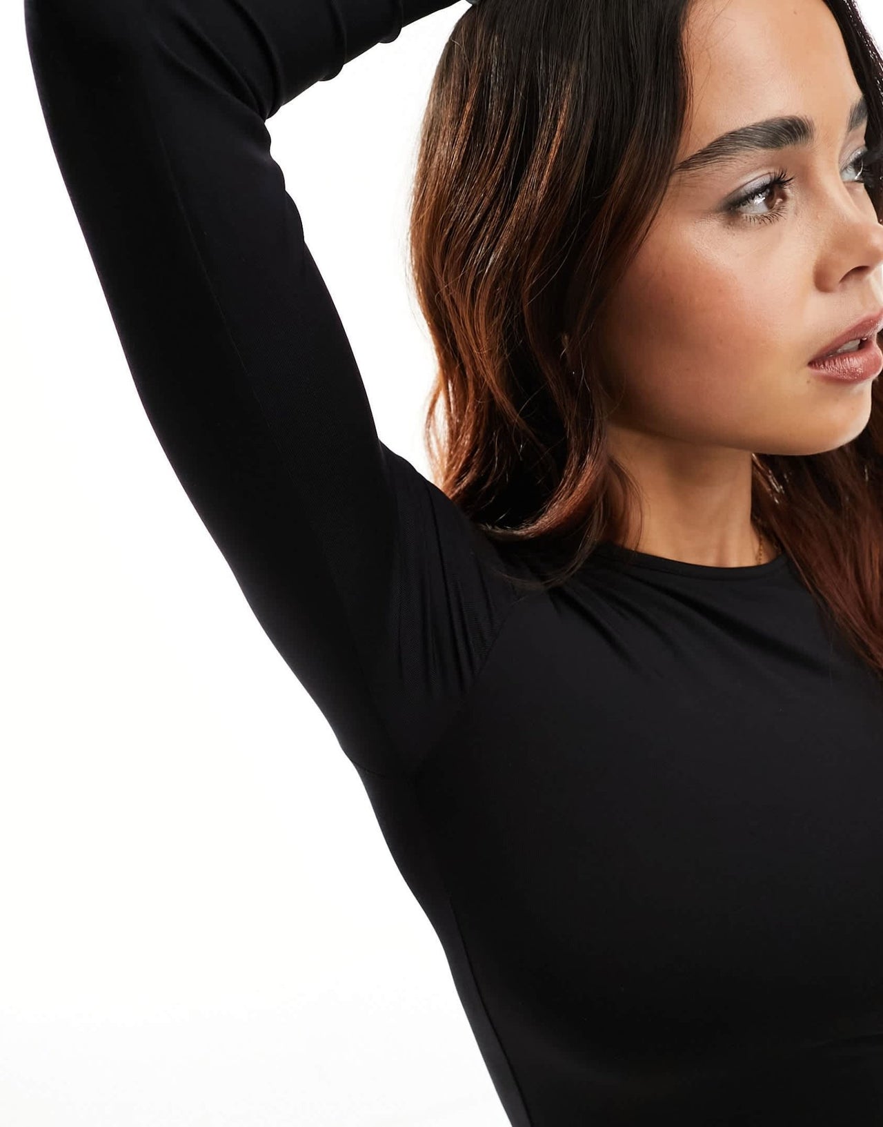 Stradivarius long sleeve sculpt top in black - ASOS Sample Sale