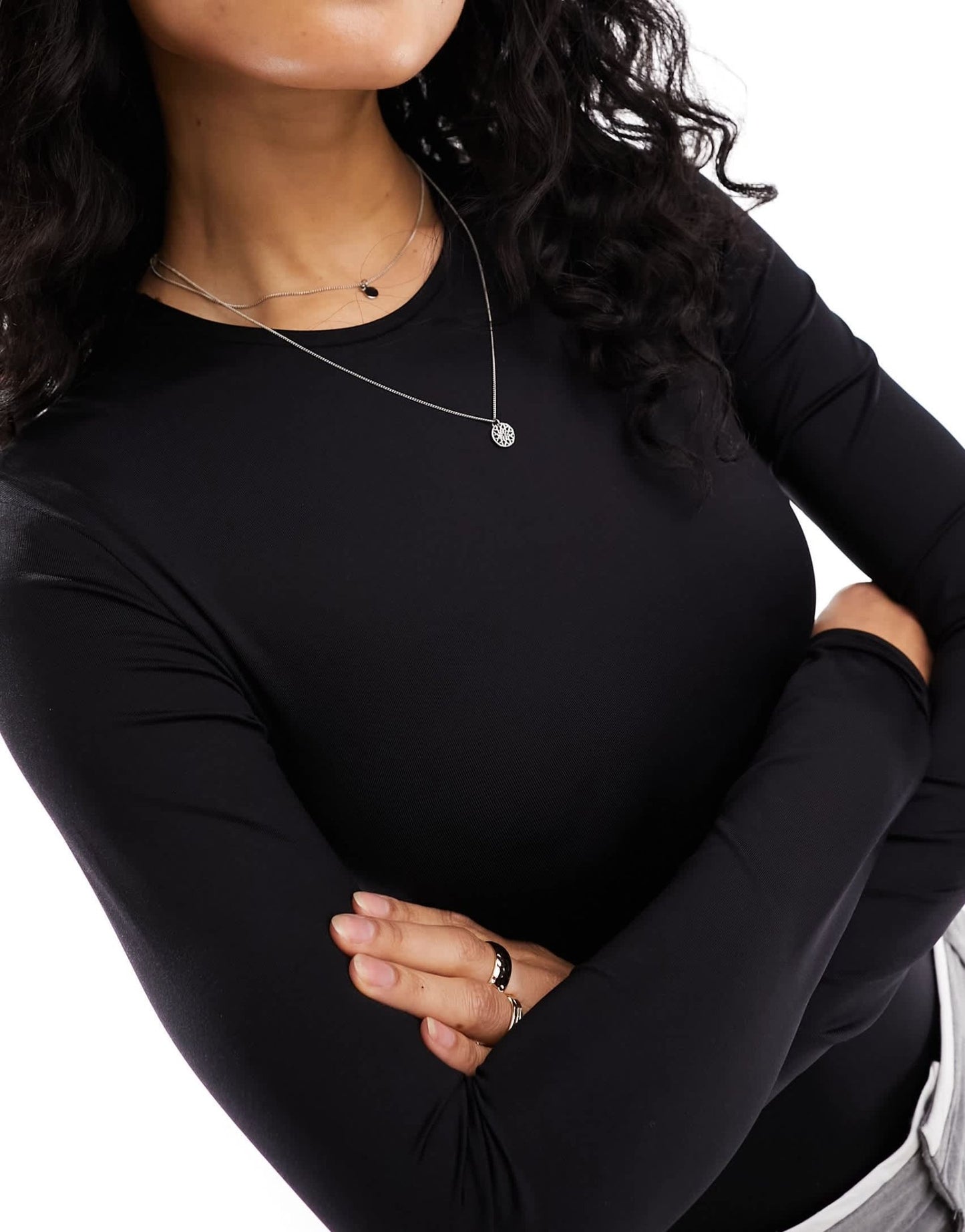 Stradivarius long sleeve seamless body in black - ASOS Sample Sale