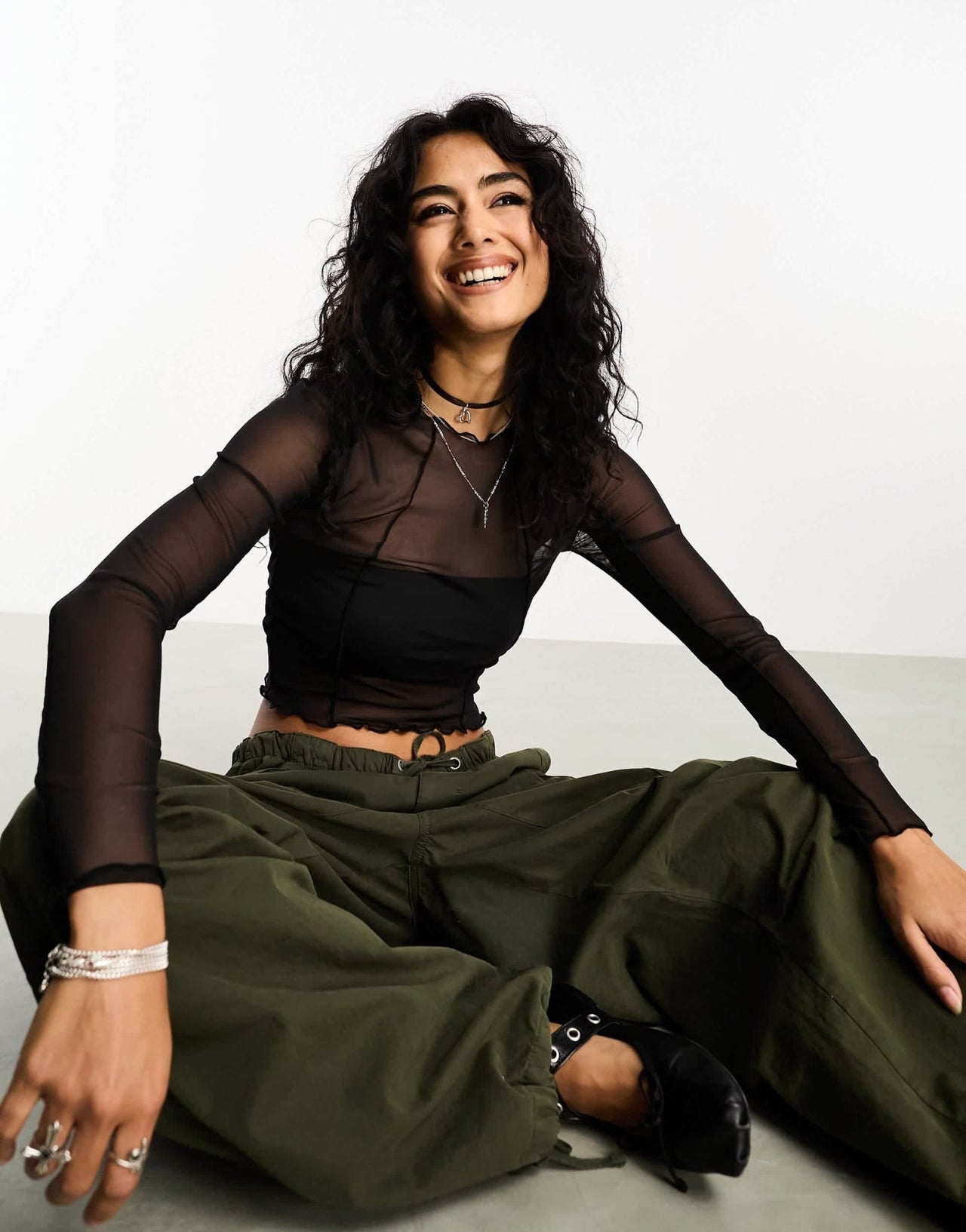 Stradivarius mesh top in black - ASOS Sample Sale