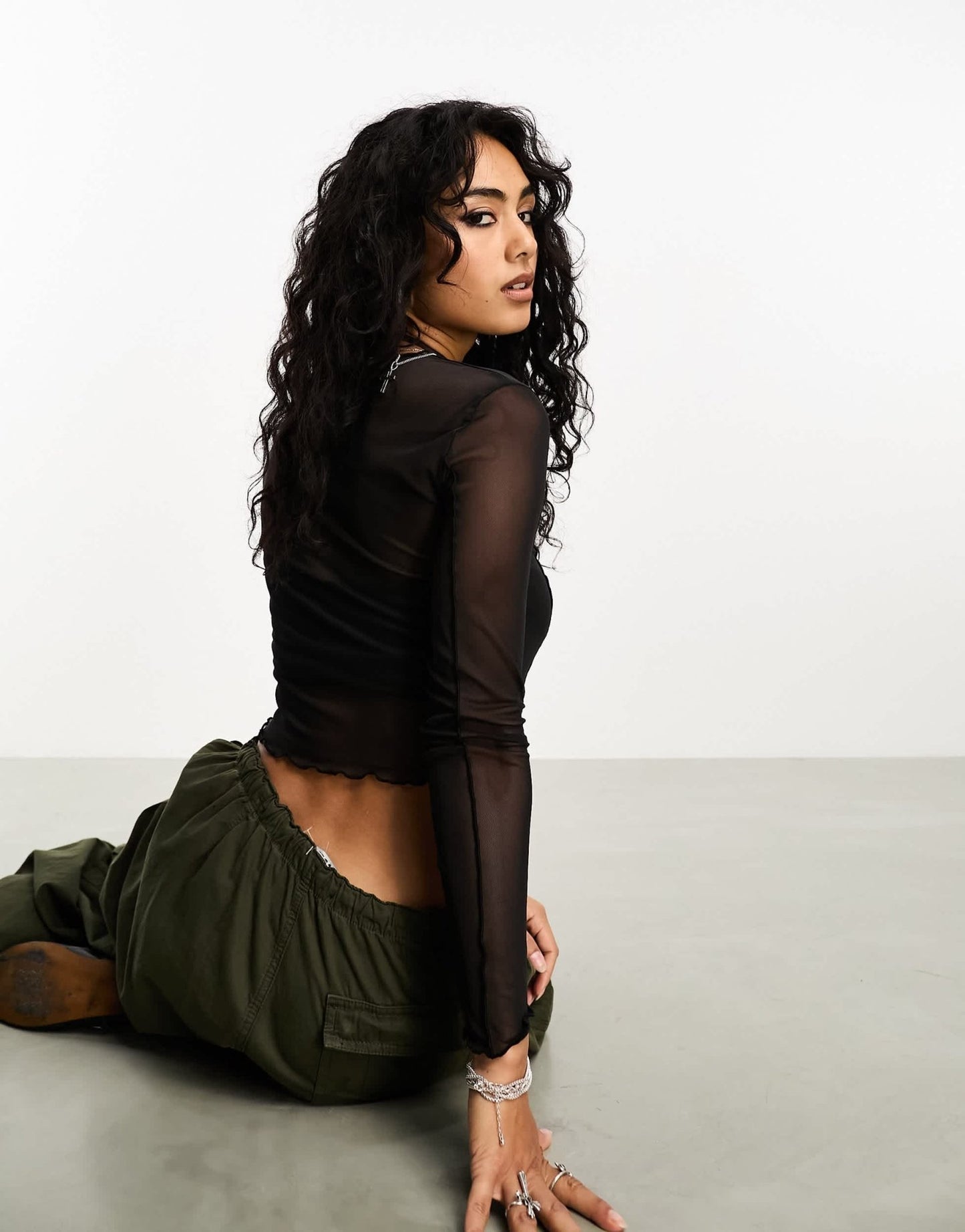 Stradivarius mesh top in black - ASOS Sample Sale