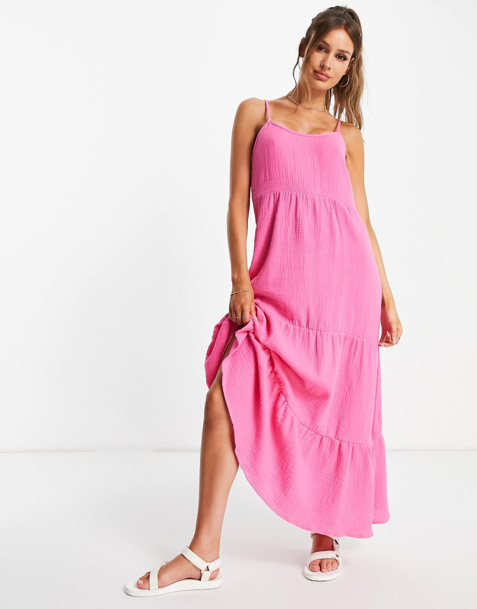 Stradivarius midi smock dress in pink - ASOS Sample Sale