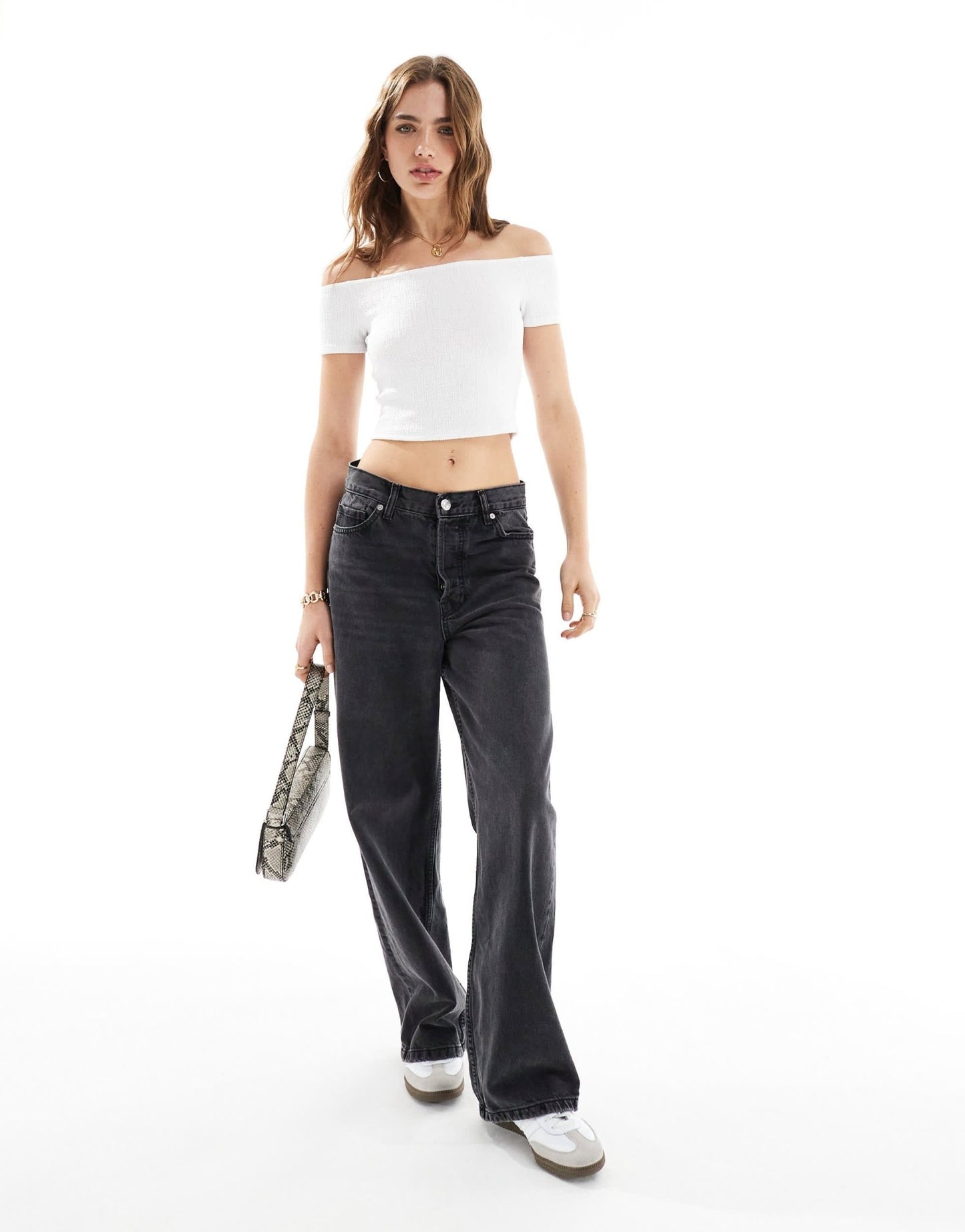 Stradivarius off shoulder top in white - ASOS Sample Sale
