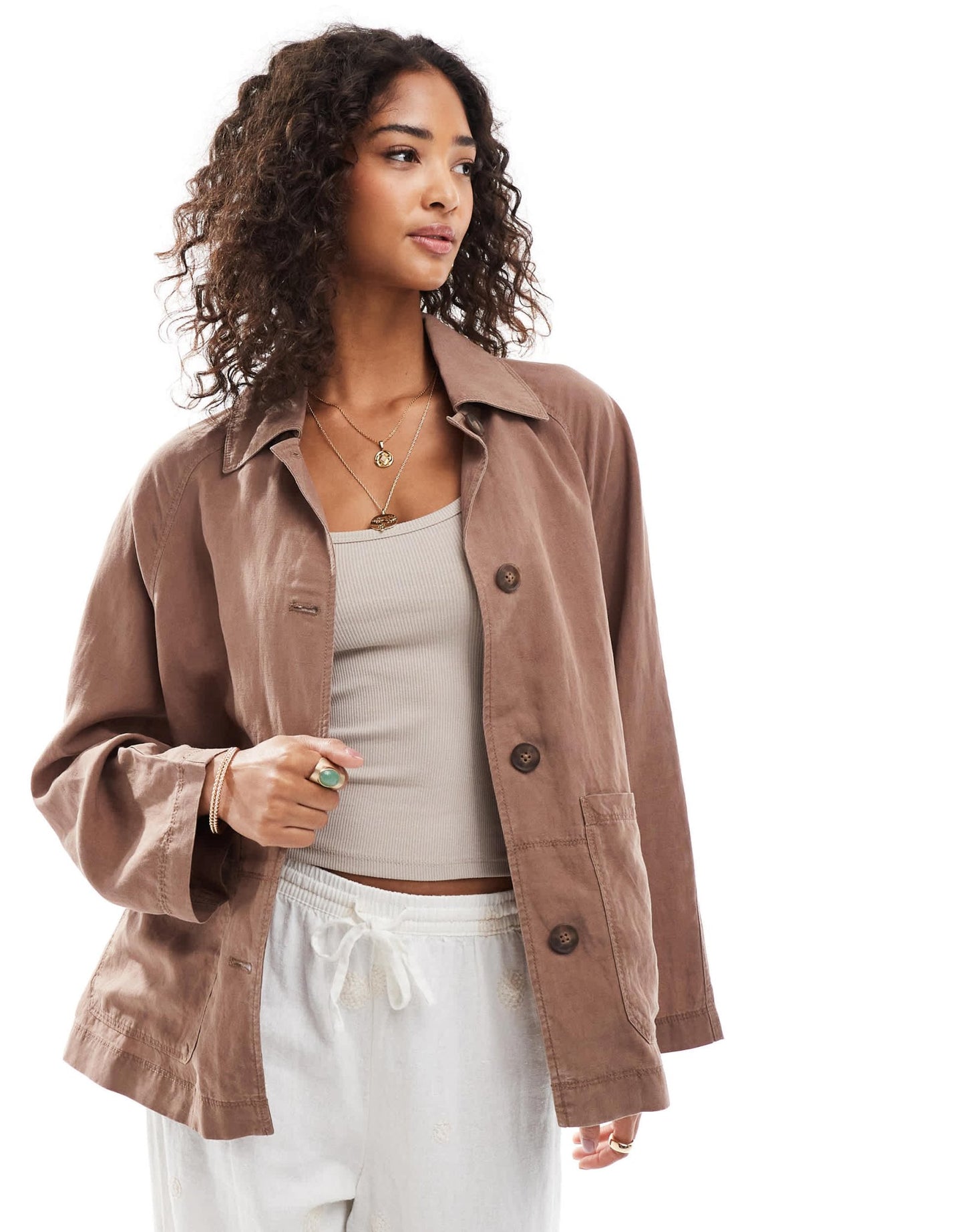 Stradivarius overshirt in brown - ASOS Sample Sale