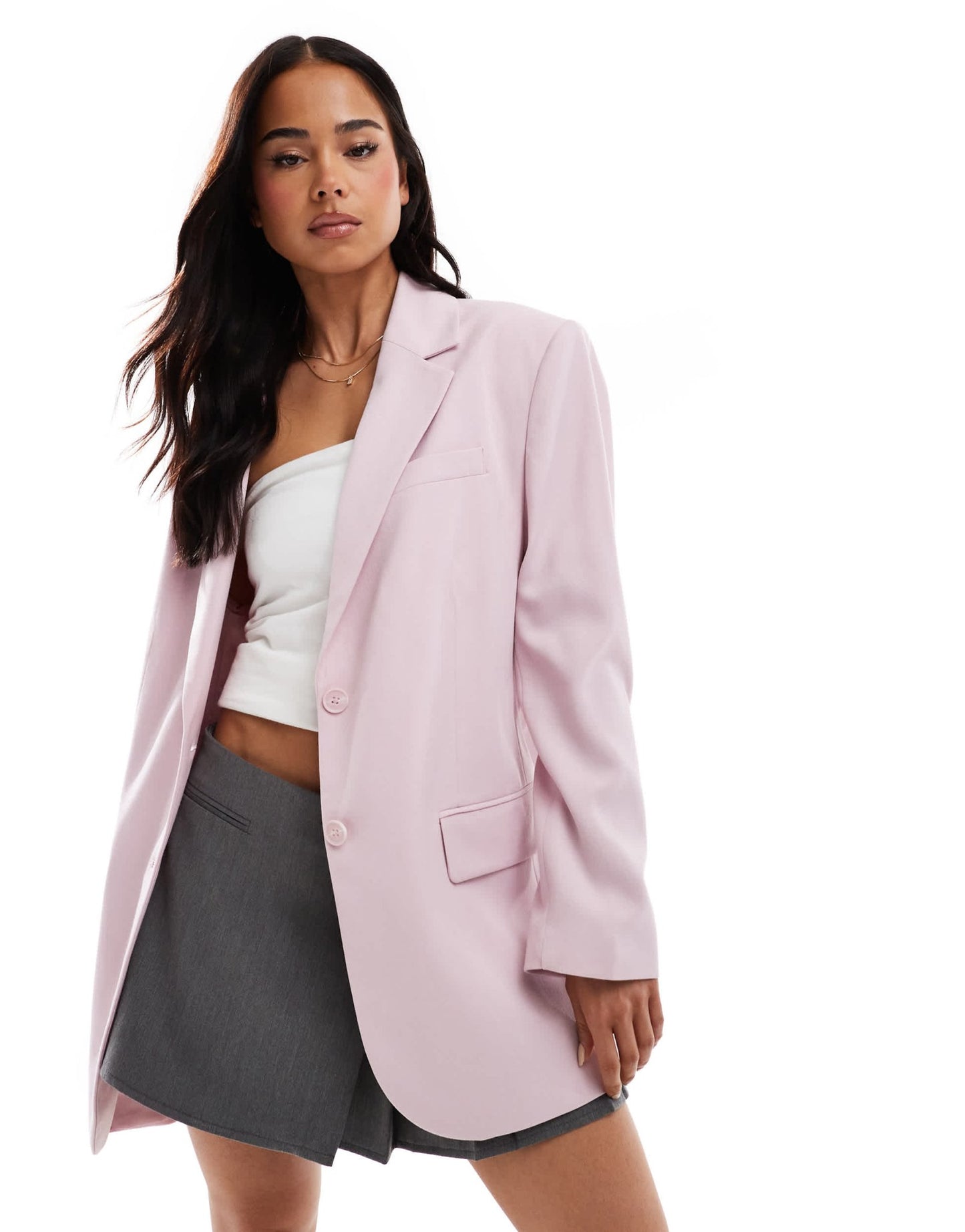 Stradivarius oversized blazer in baby pink - ASOS Sample Sale