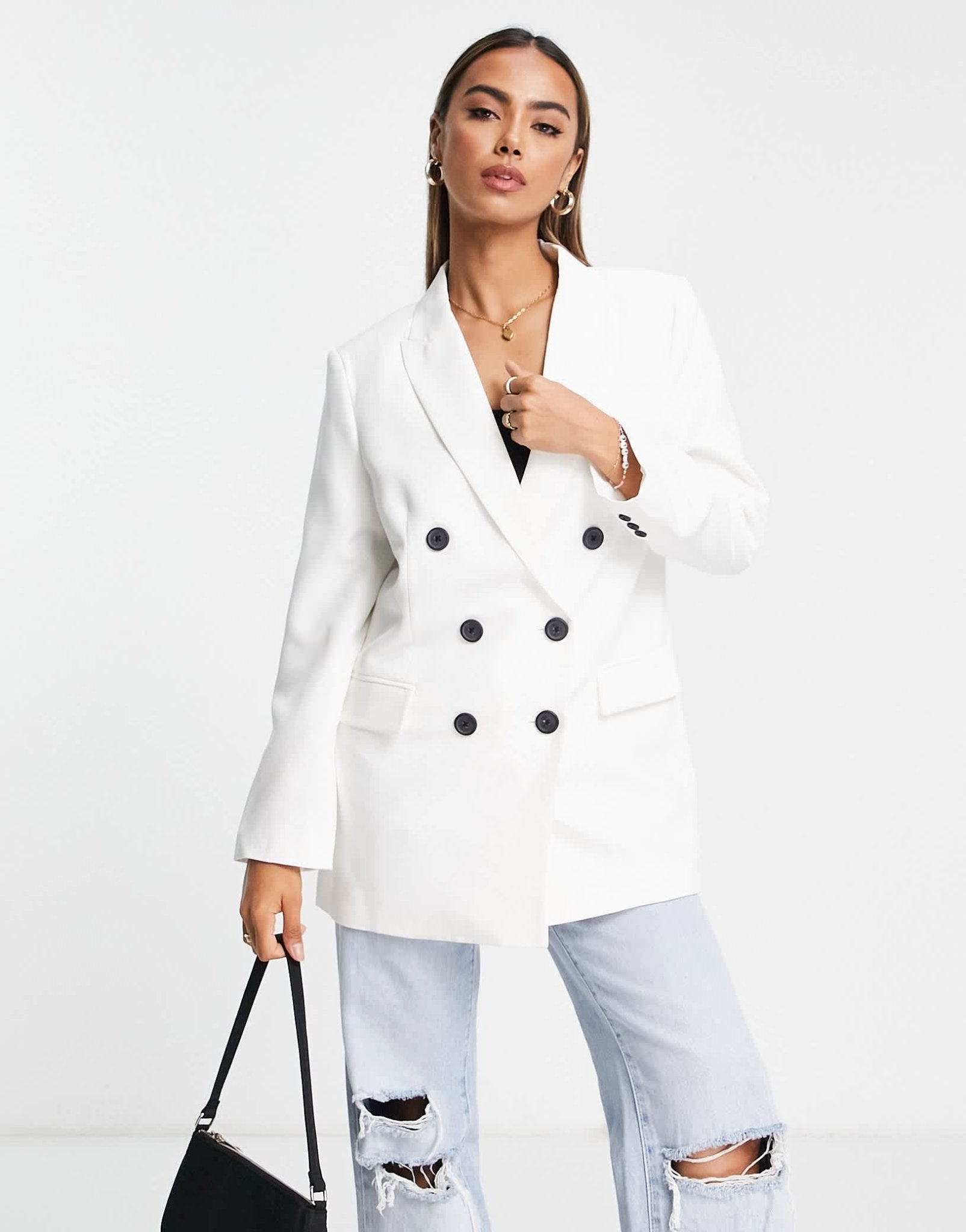 Stradivarius oversized blazer in ecru - ASOS Sample Sale