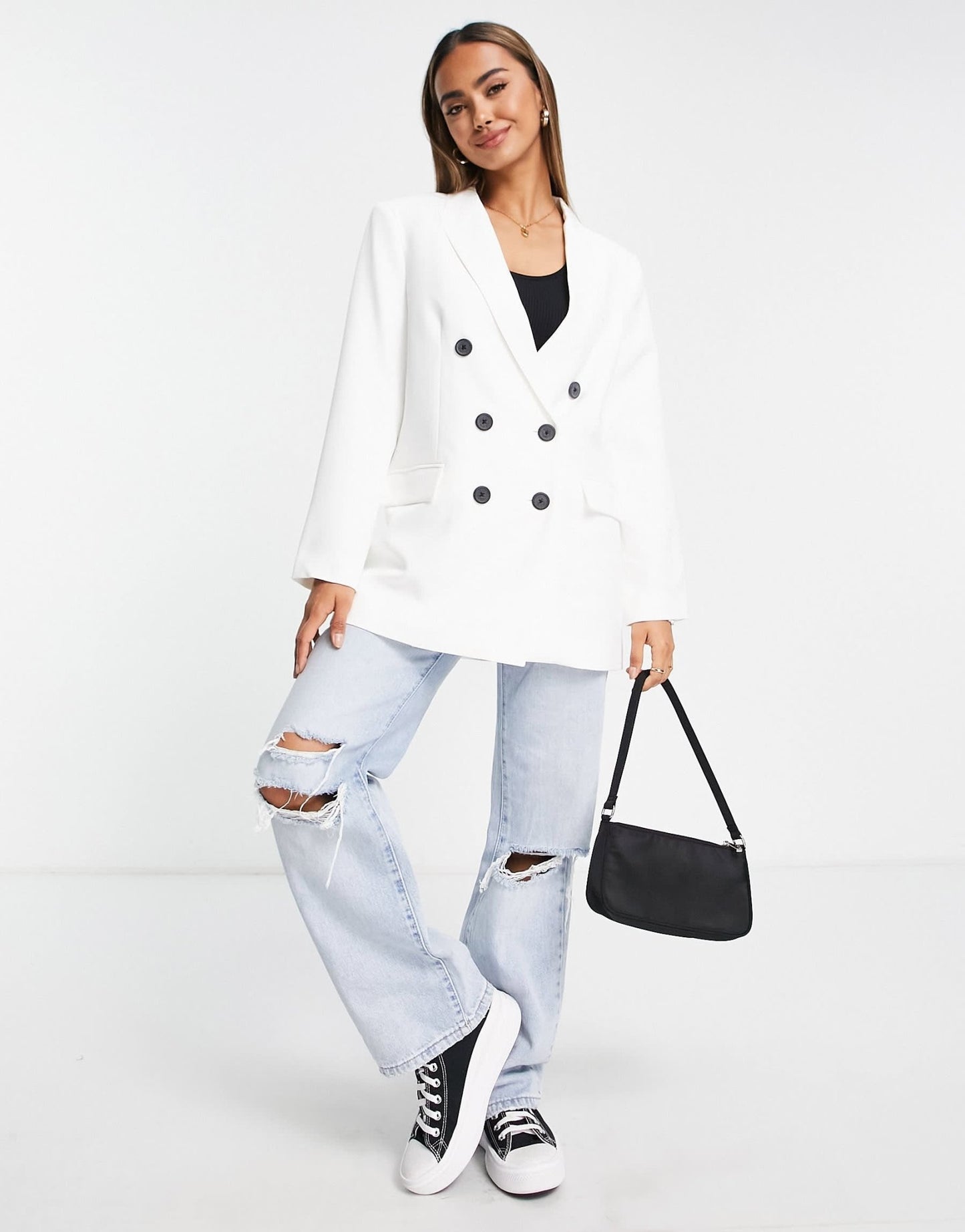 Stradivarius oversized blazer in ecru - ASOS Sample Sale