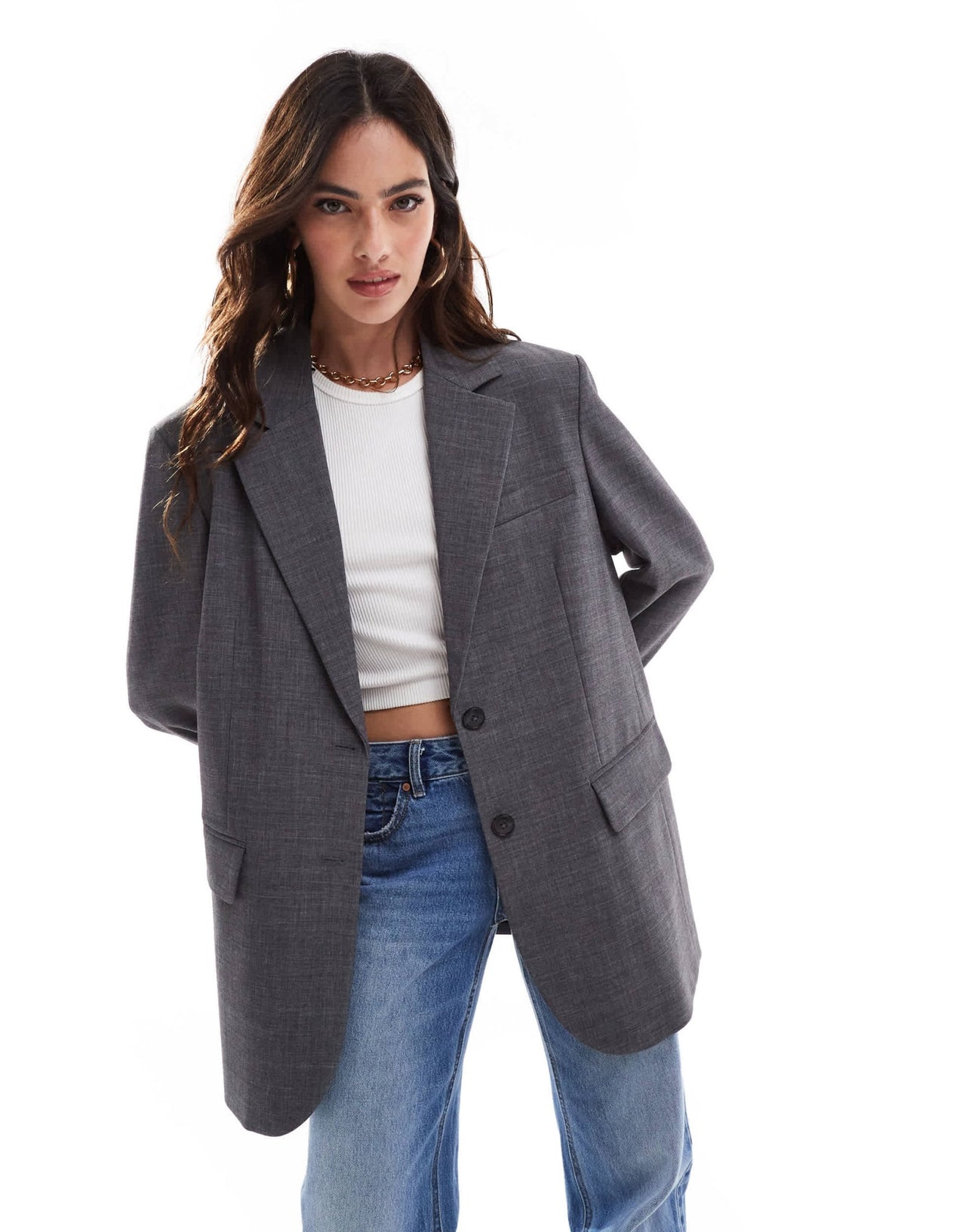Stradivarius oversized blazer in grey - ASOS Sample Sale