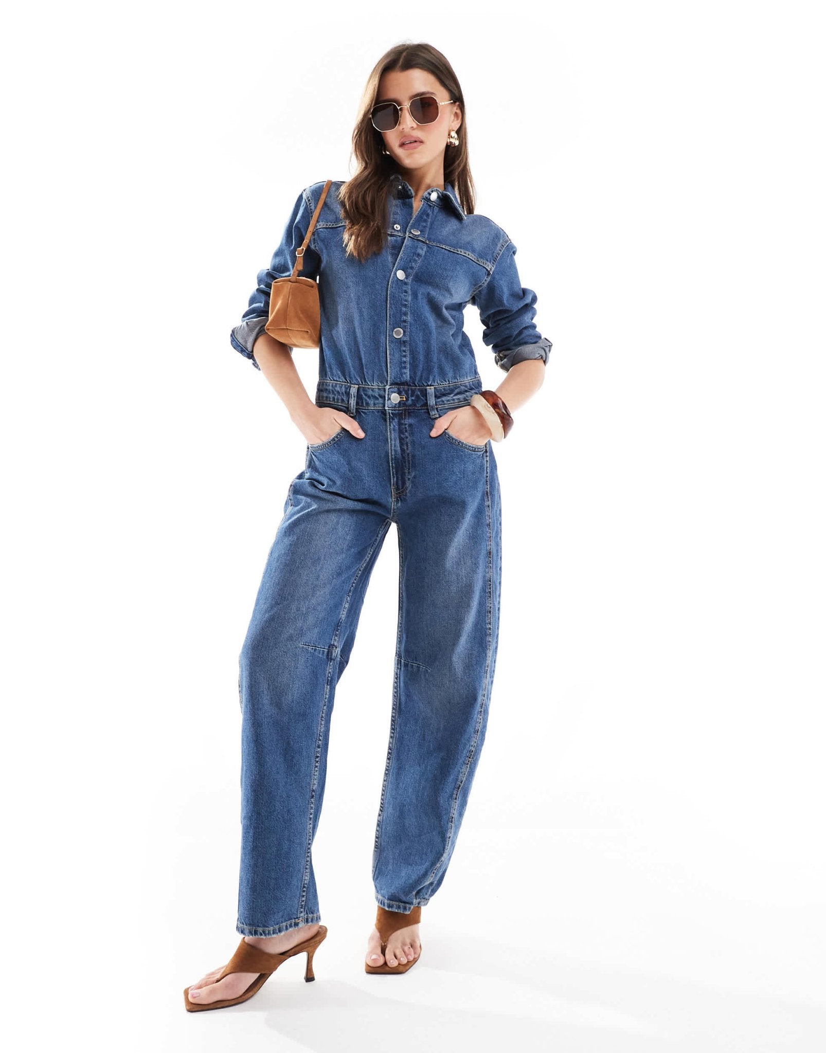 Stradivarius oversized denim dungaree - ASOS Sample Sale