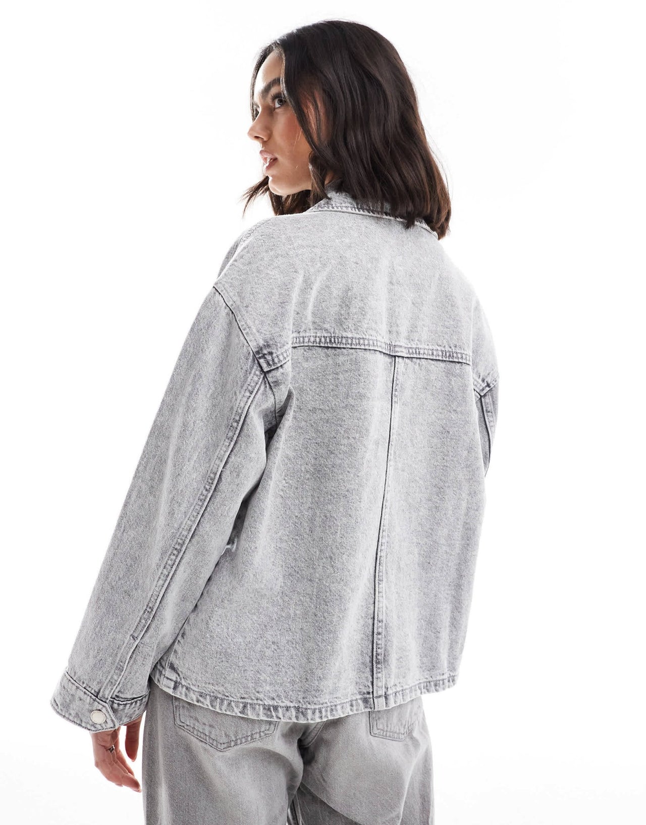 Stradivarius oversized denim overshirt in grey - ASOS Sample Sale