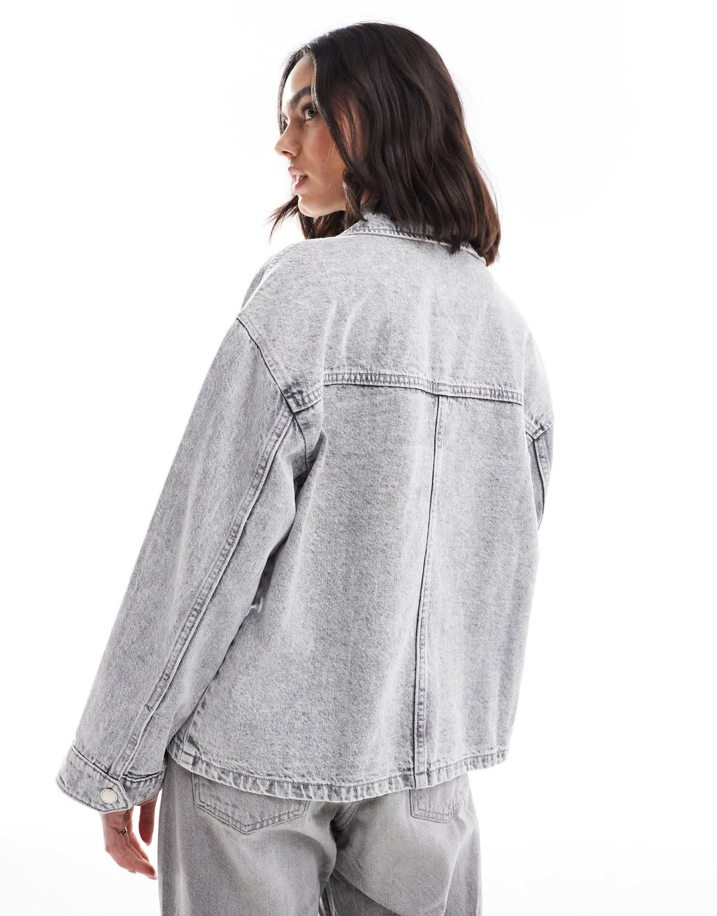Stradivarius oversized denim overshirt in grey - ASOS Sample Sale