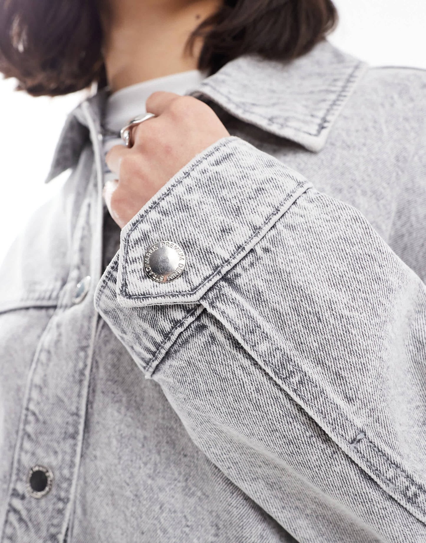 Stradivarius oversized denim overshirt in grey - ASOS Sample Sale