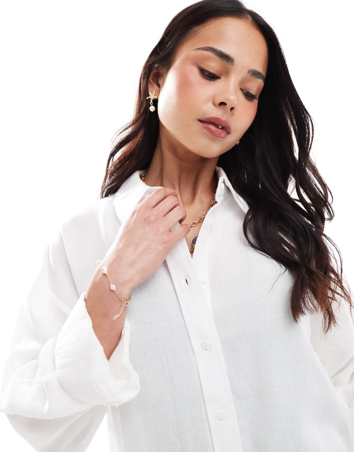 Stradivarius oversized linen look long sleeve shirt in white - ASOS Sample Sale
