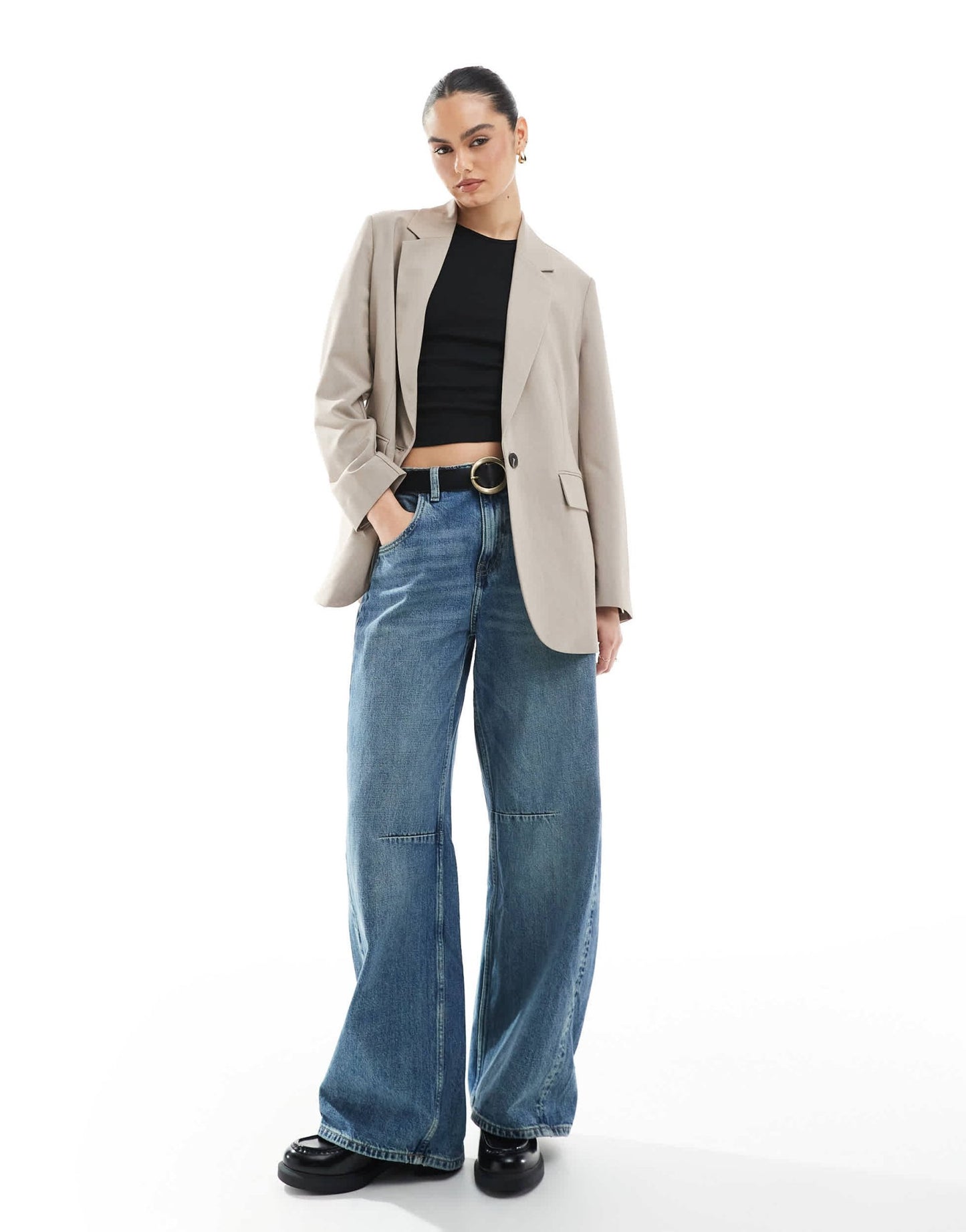 Stradivarius oversized single breasted blazer in taupe - ASOS Sample Sale