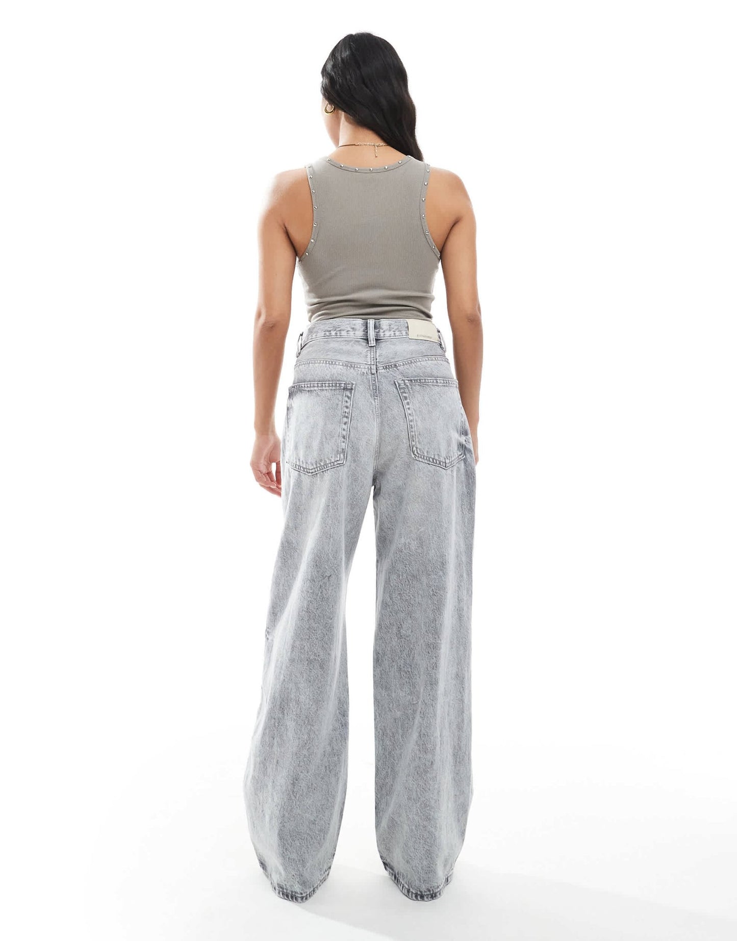 Stradivarius Petite D88 baggy jean in grey wash - ASOS Sample Sale