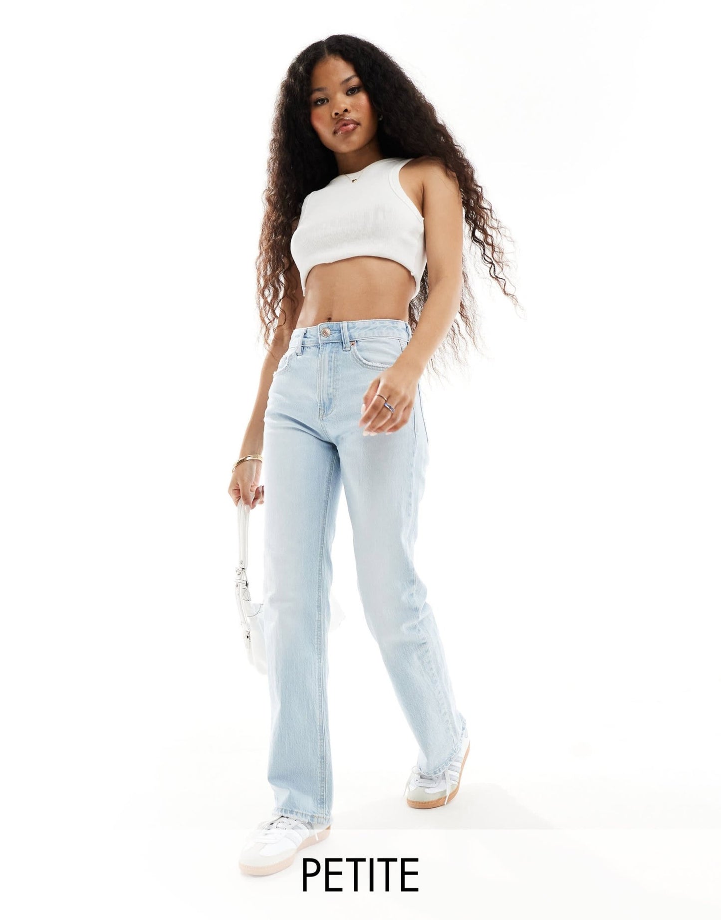 Stradivarius Petite straight leg jean in light wash - ASOS Sample Sale