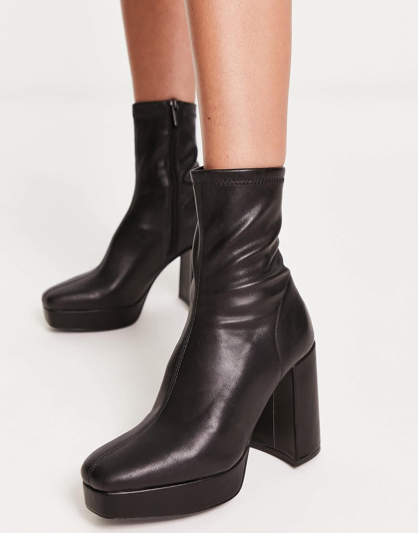 Stradivarius platform heeled boot in black - ASOS Sample Sale