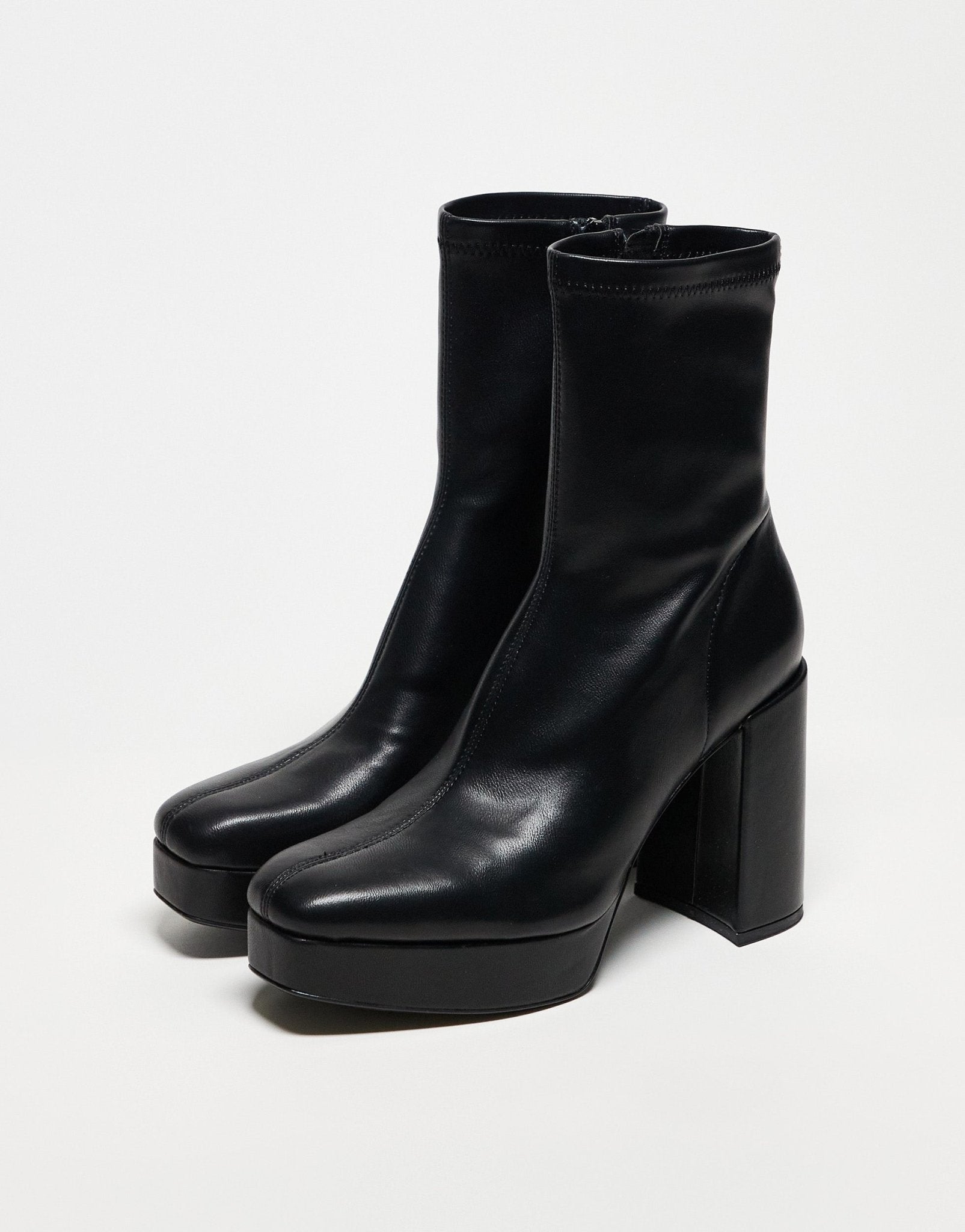 Stradivarius platform heeled boot in black - ASOS Sample Sale