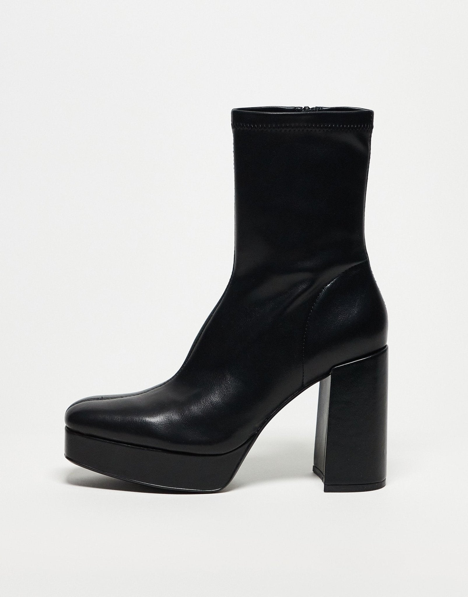 Stradivarius platform heeled boot in black - ASOS Sample Sale