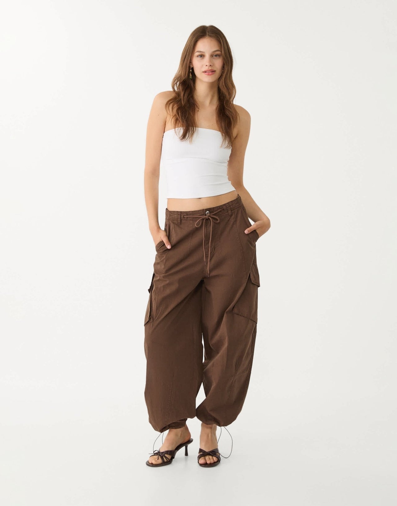 Stradivarius polyamide bandeau top in white - ASOS Sample Sale