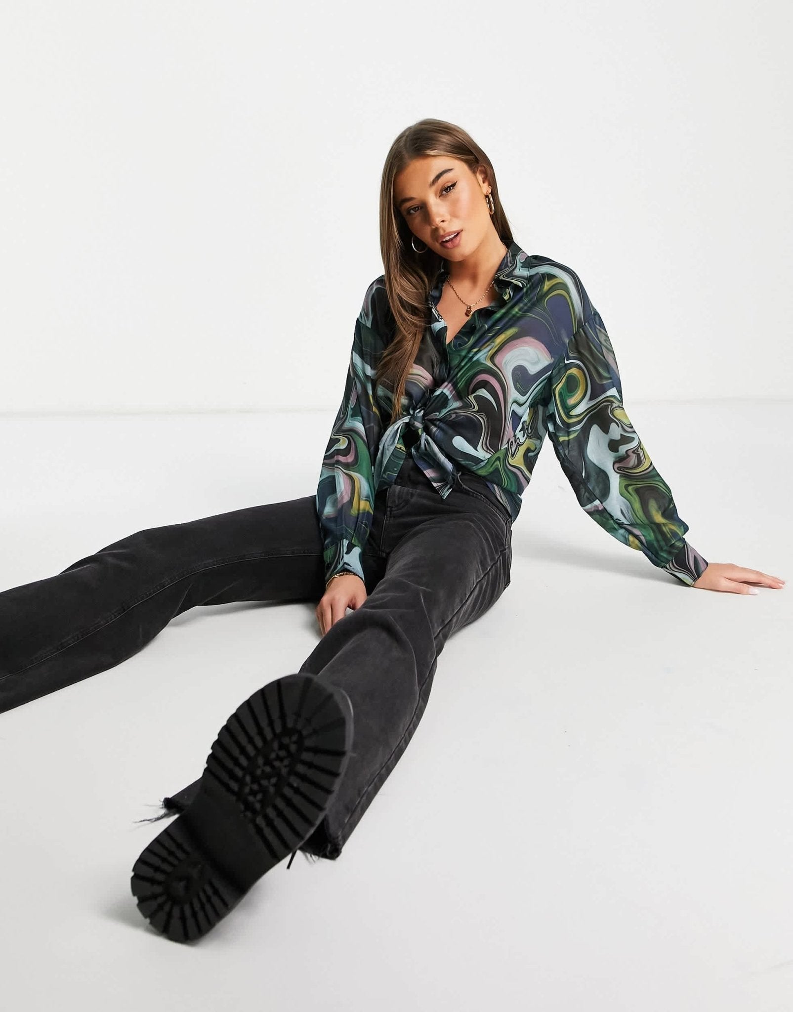 Stradivarius printed shirt in marble print - ASOS Sample Sale