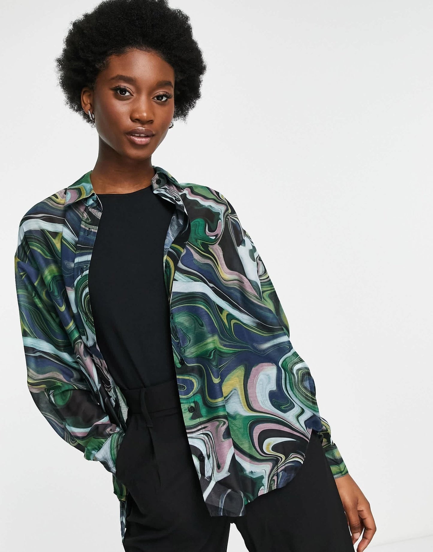 Stradivarius printed shirt in marble print - ASOS Sample Sale