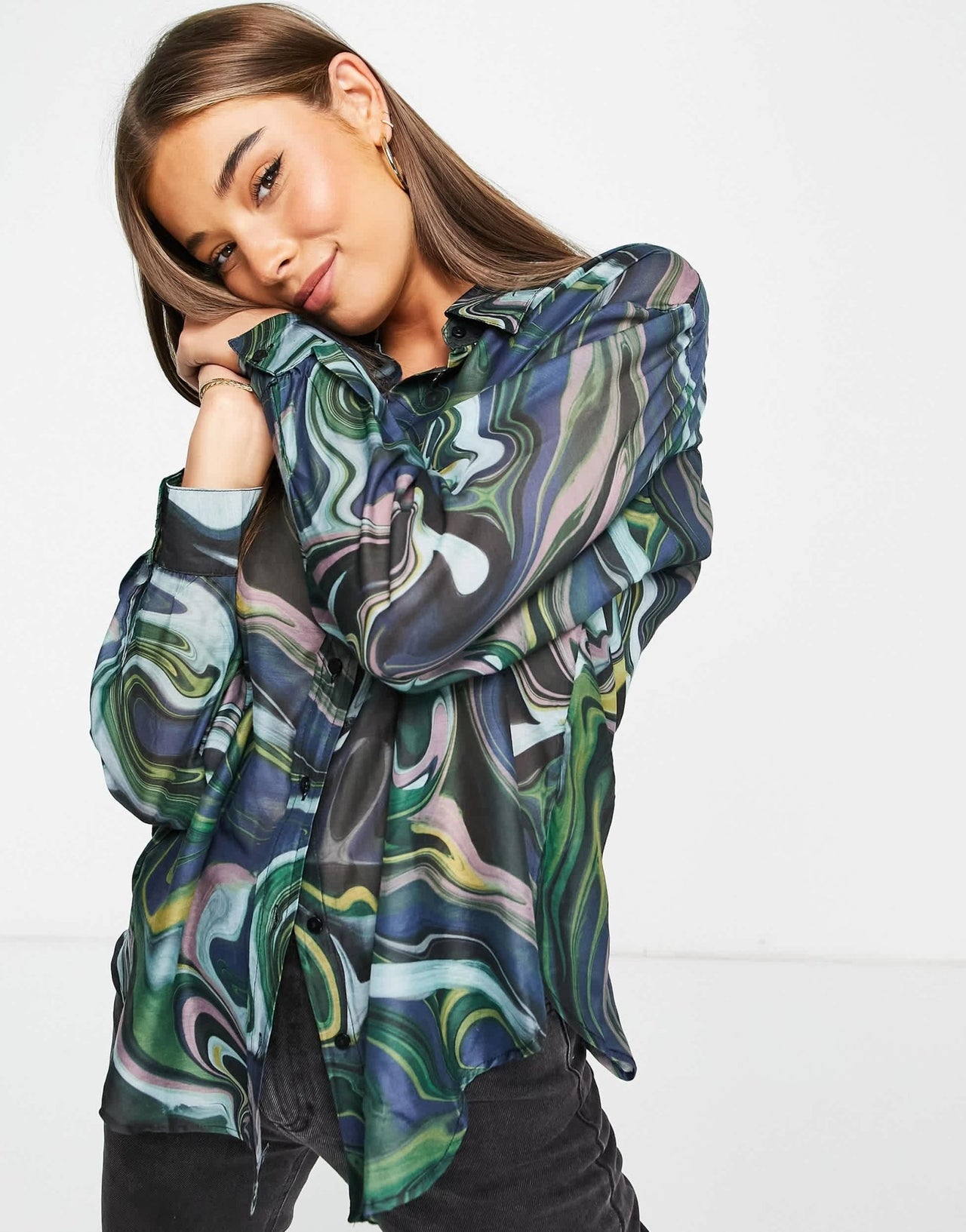 Stradivarius printed shirt in marble print - ASOS Sample Sale