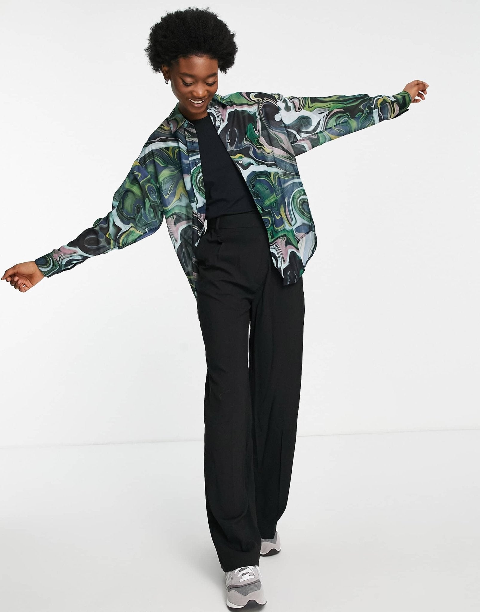 Stradivarius printed shirt in marble print - ASOS Sample Sale
