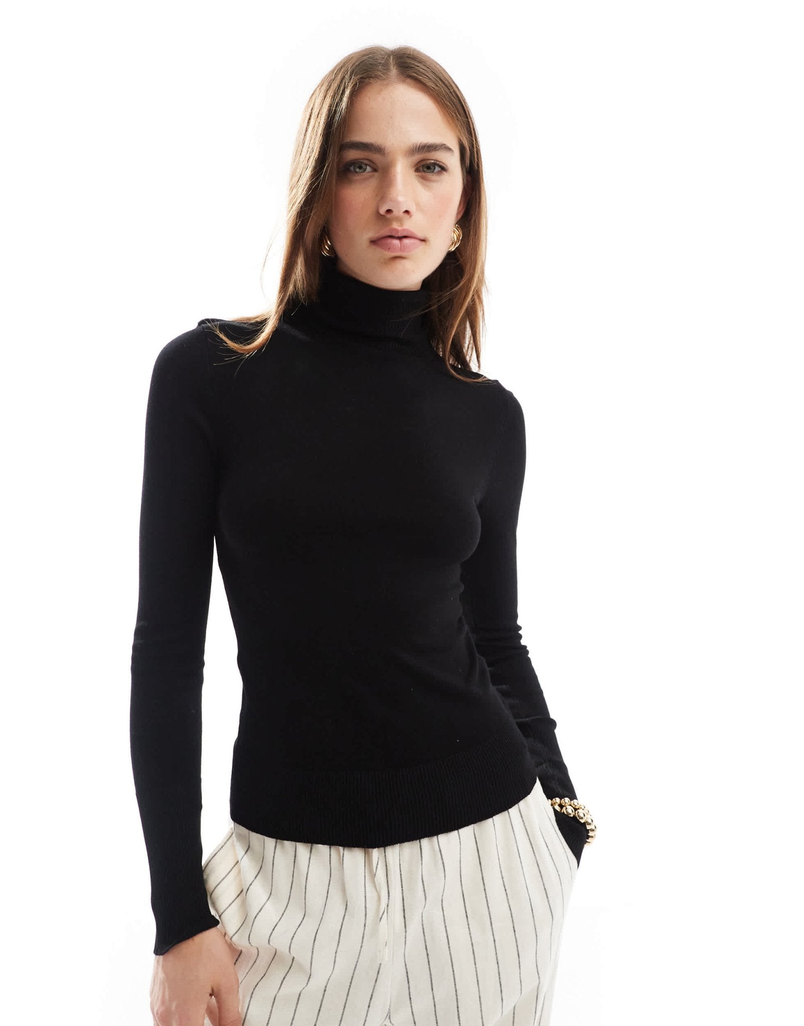 Stradivarius roll neck jumper in black - ASOS Sample Sale