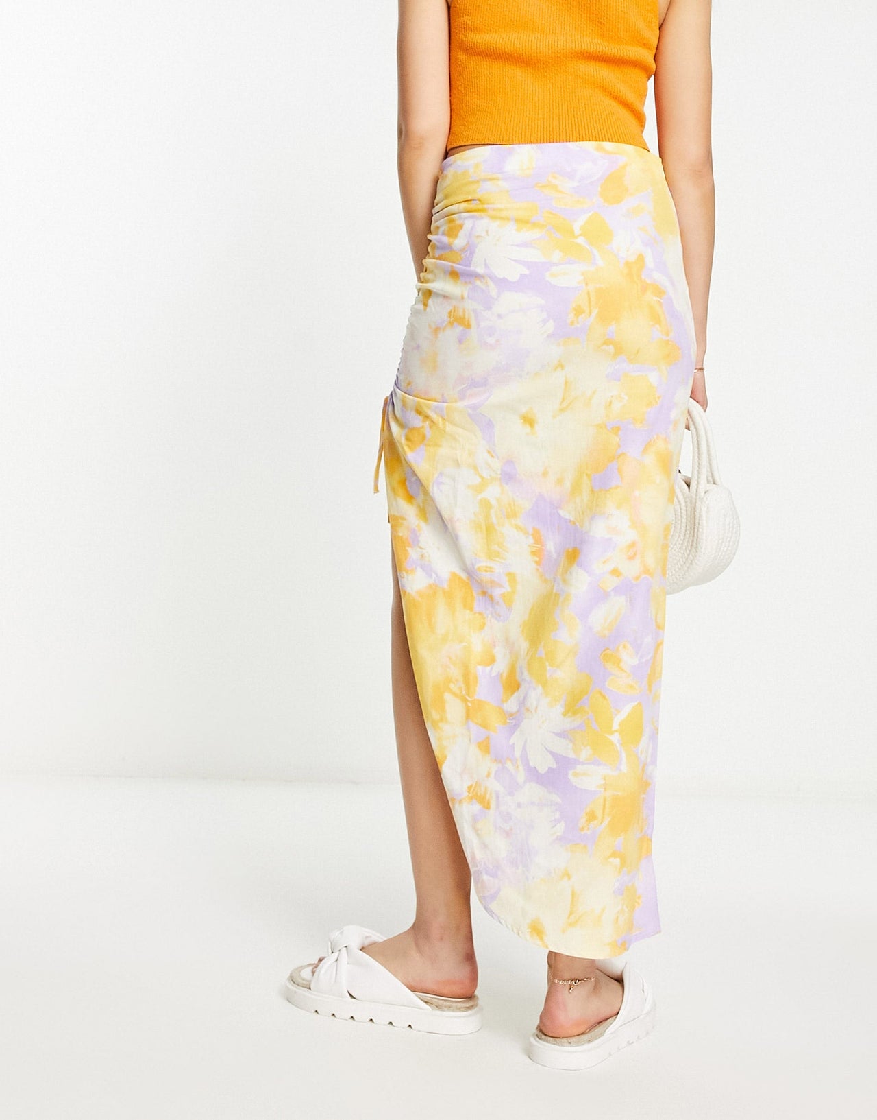 Stradivarius ruched maxi skirt in print - ASOS Sample Sale