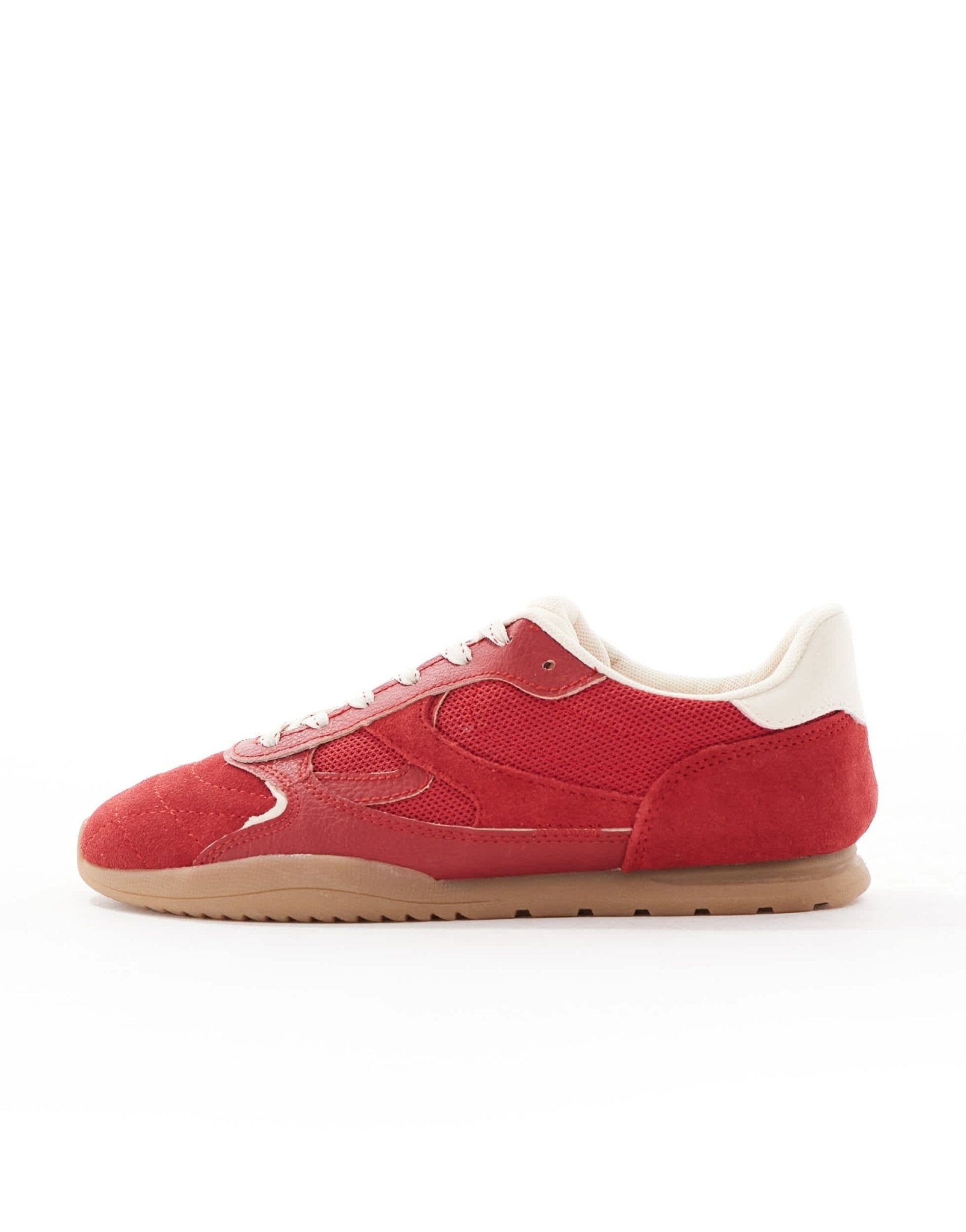 Stradivarius running trainer in red leather suede - ASOS Sample Sale