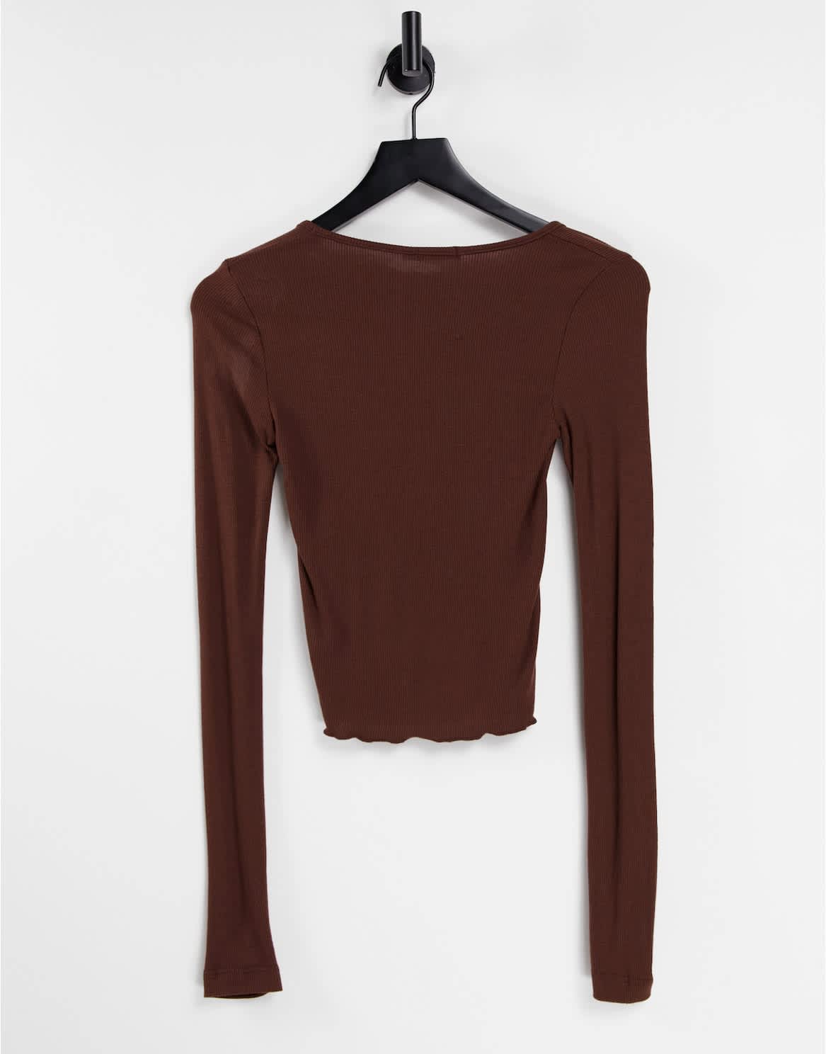 Stradivarius scoop neck fitted top in chocolate brown - ASOS Sample Sale