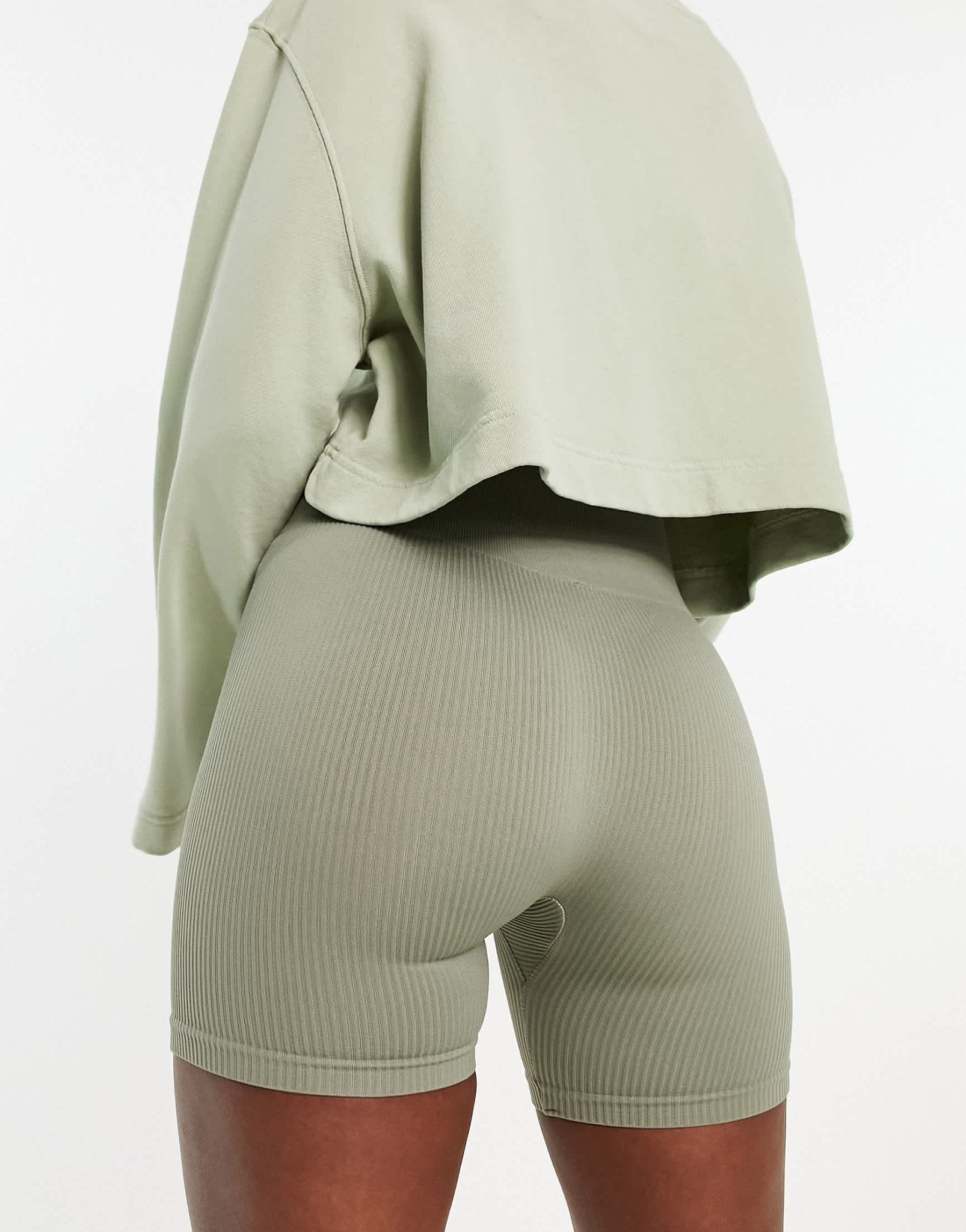 Stradivarius seamless rib short in olive - ASOS Sample Sale