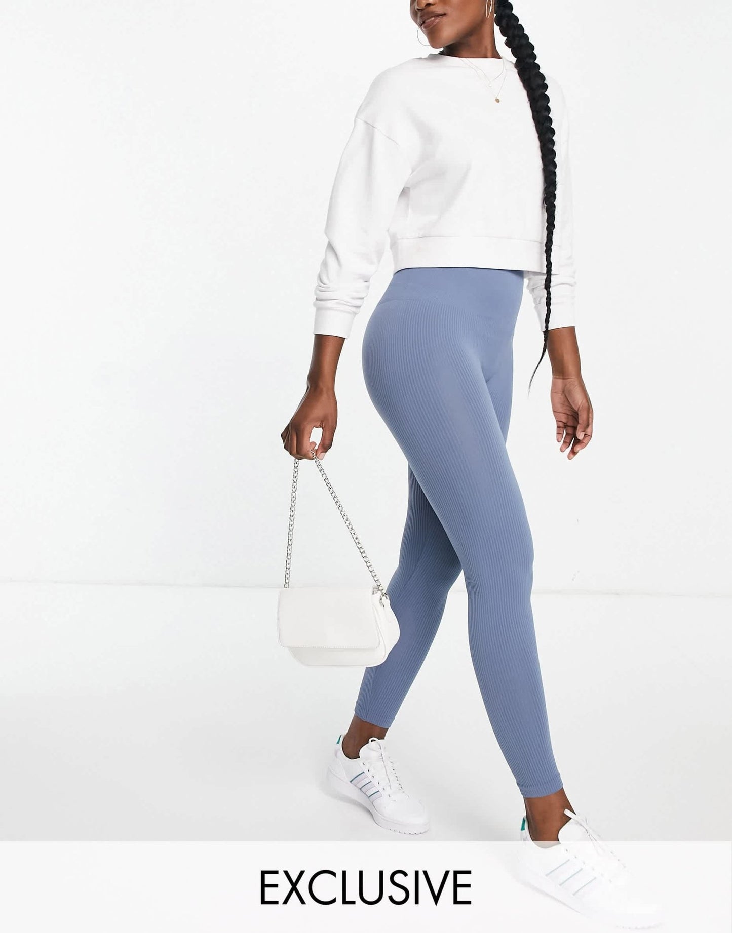 Stradivarius seamless ribbed leggings in slate blue - ASOS Sample Sale