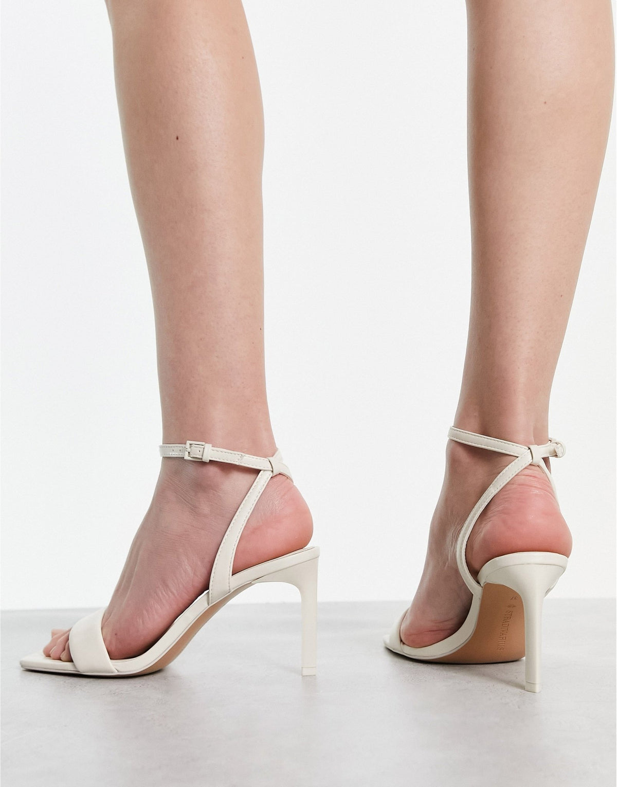 Stradivarius sling back heeled sandals in ecru - ASOS Sample Sale