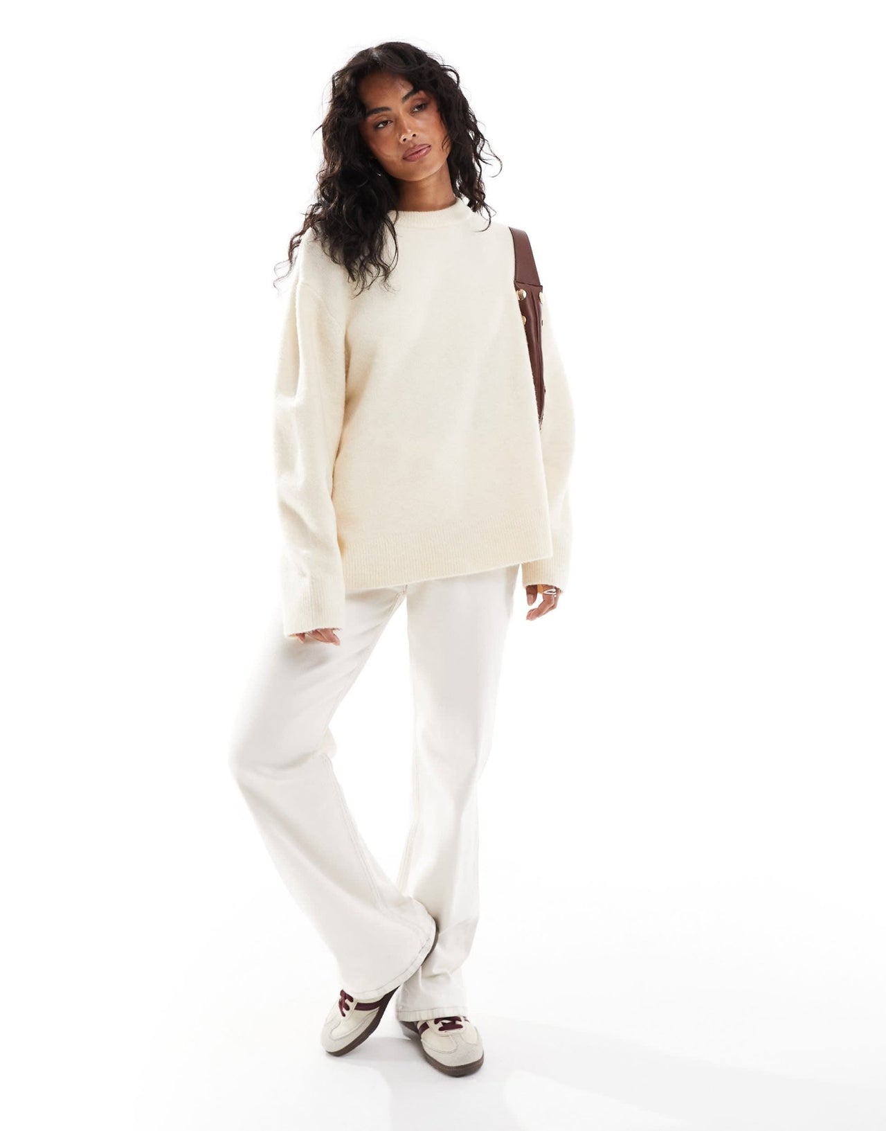 Stradivarius soft touch round neck jumper in ecru - ASOS Sample Sale