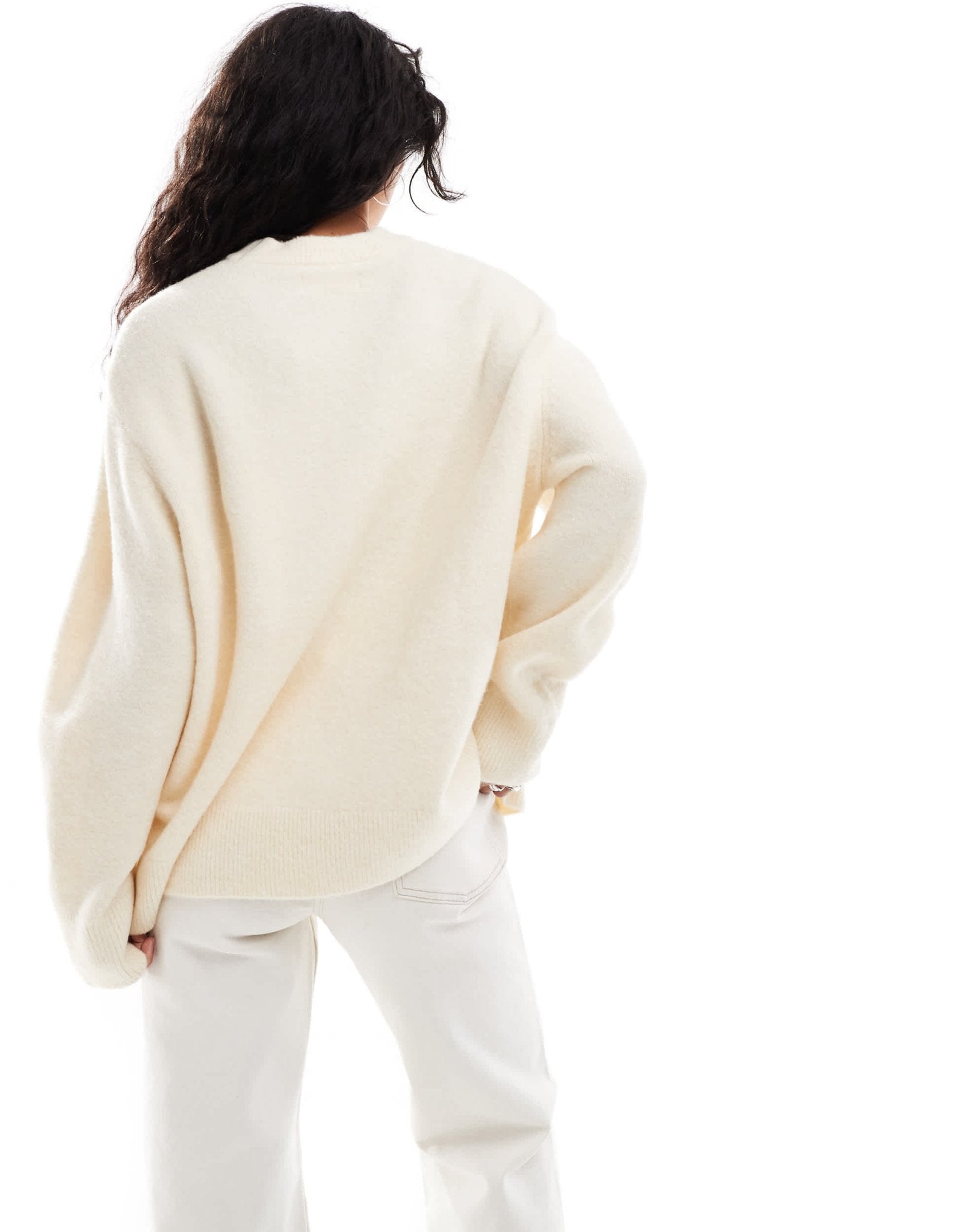 Stradivarius soft touch round neck jumper in ecru - ASOS Sample Sale
