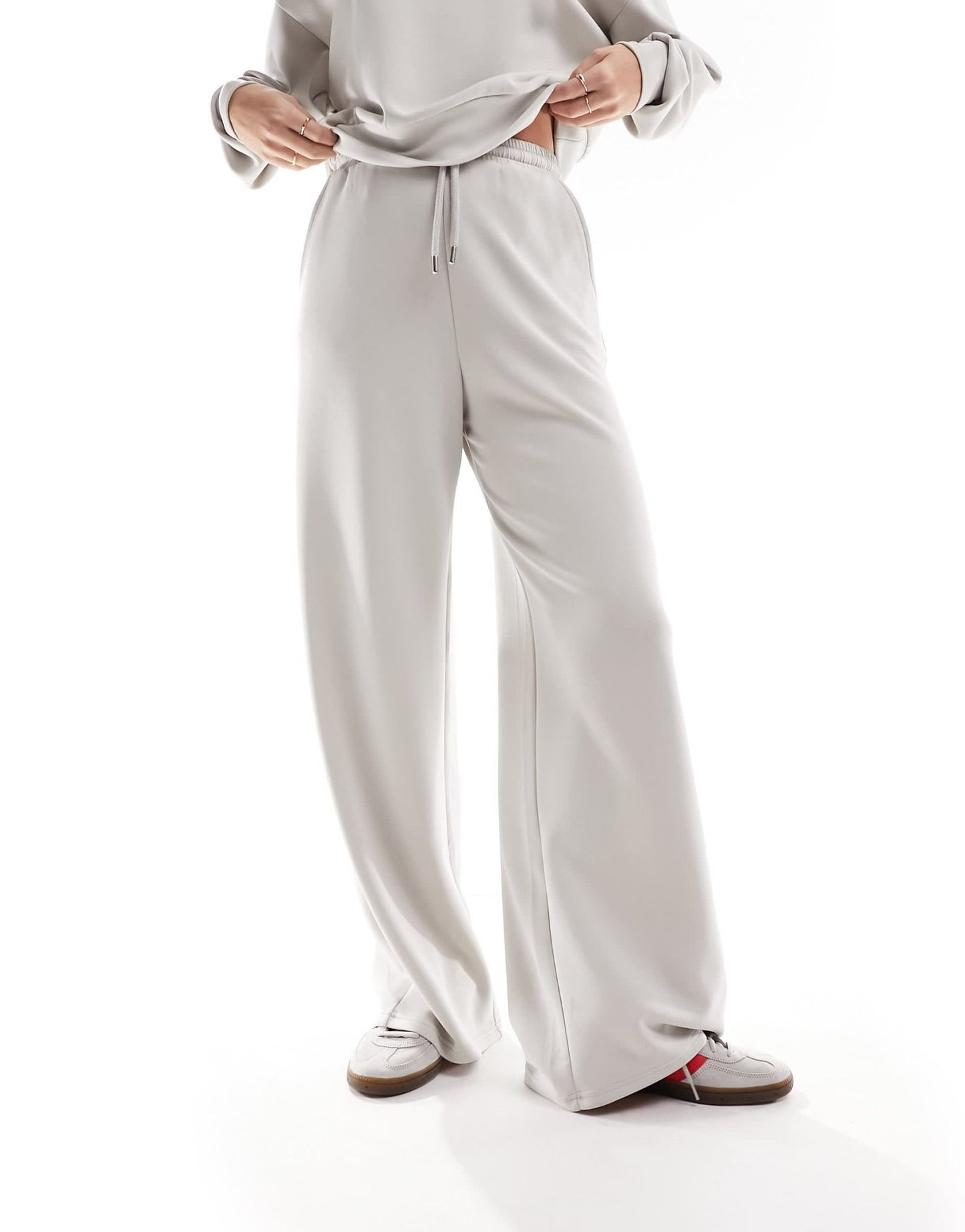 Stradivarius soft touch wide leg jogger co - ord in ice - ASOS Sample Sale