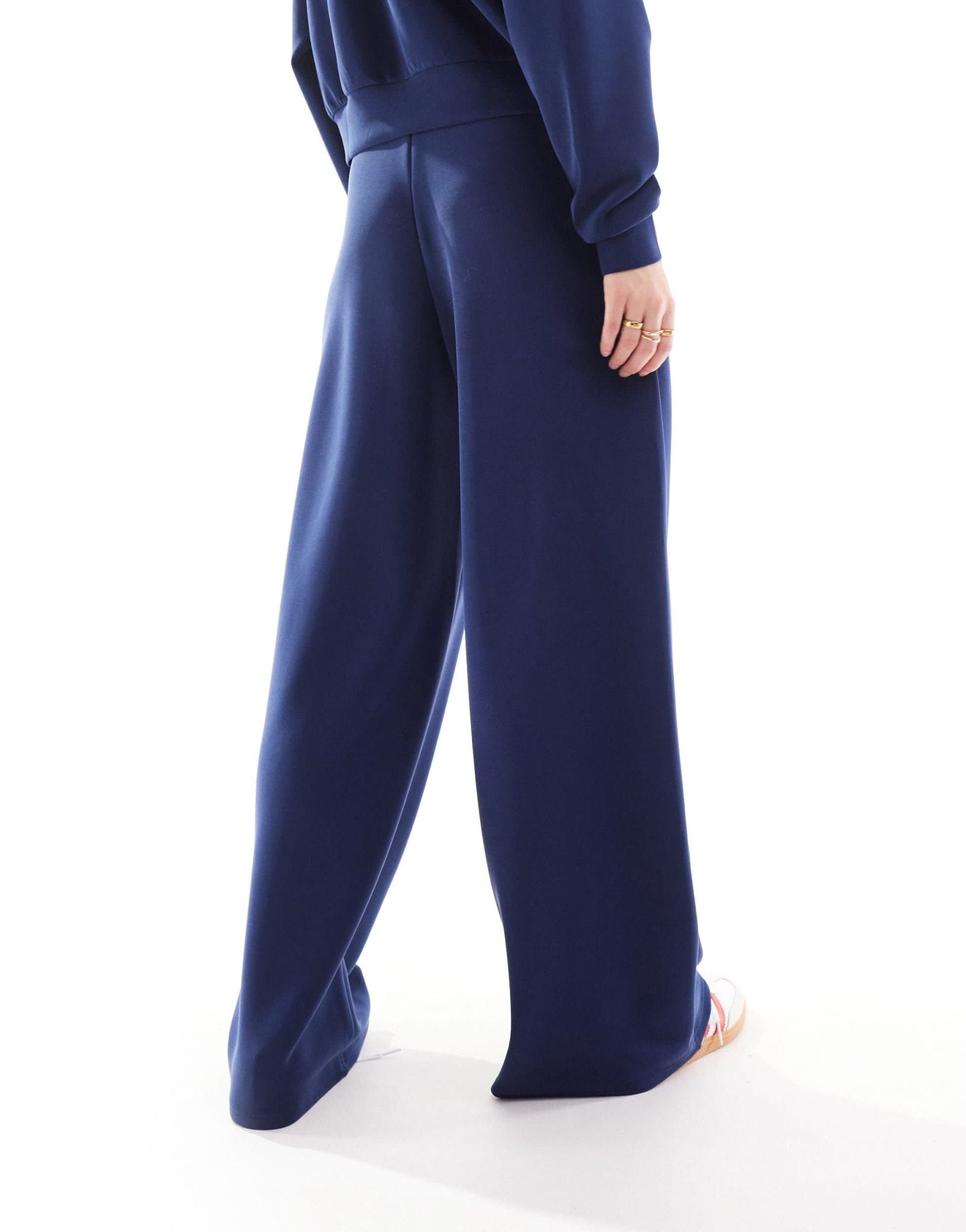 Stradivarius soft touch wide leg jogger co - ord in navy - ASOS Sample Sale