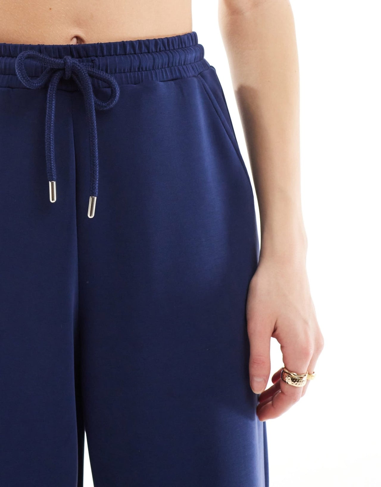 Stradivarius soft touch wide leg jogger co - ord in navy - ASOS Sample Sale