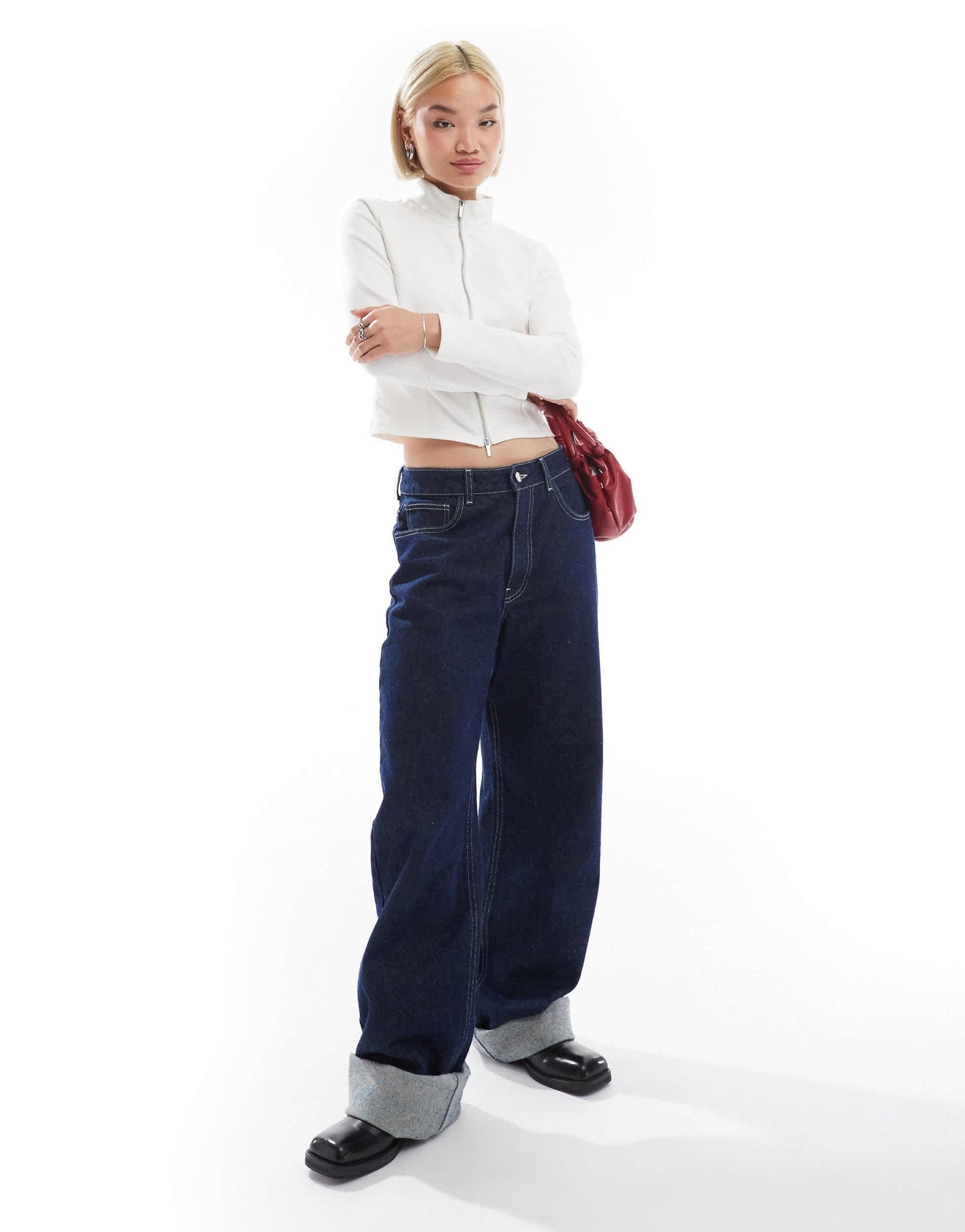 Stradivarius soft touch zip through track jacket in ecru - ASOS Sample Sale