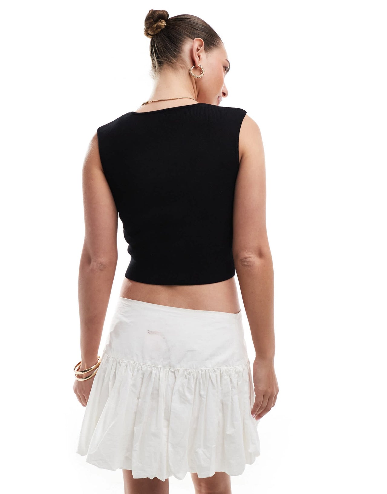 Stradivarius square neck knit crop top in black - ASOS Sample Sale