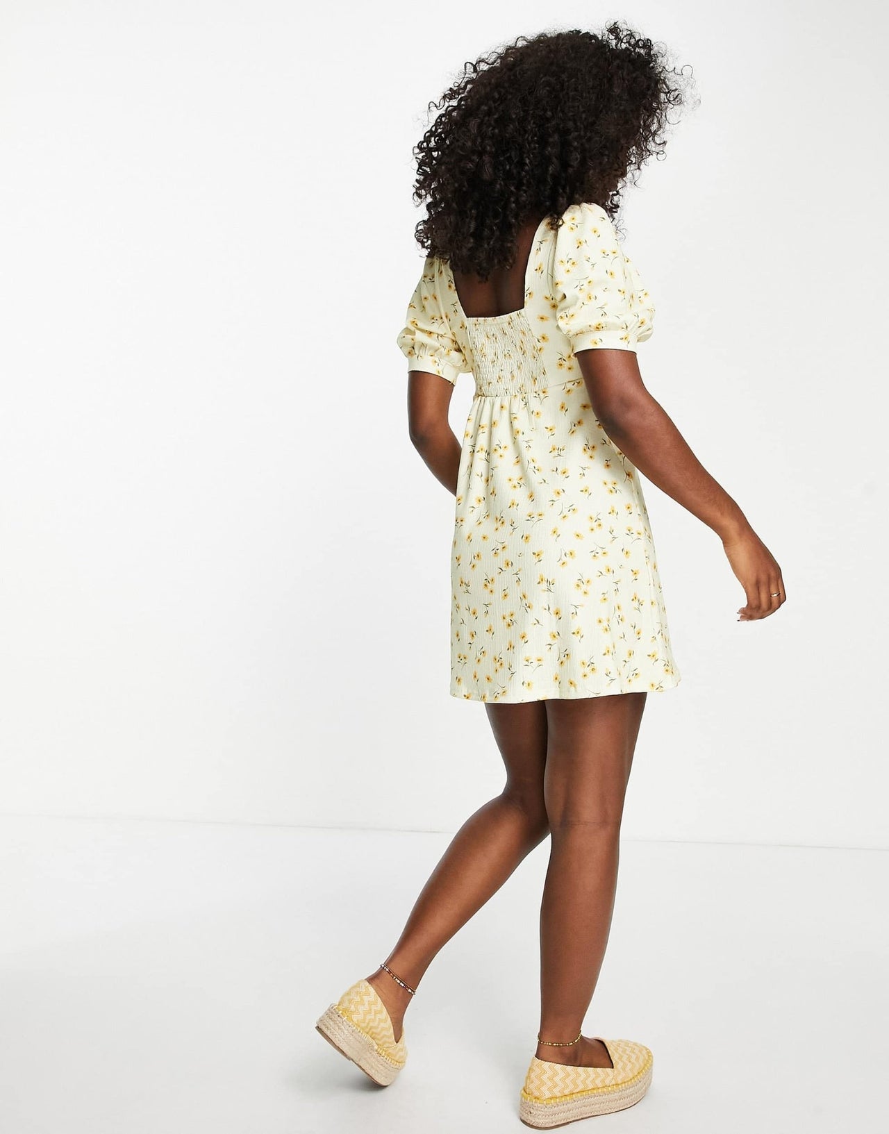 Stradivarius square neck mini dress in white floral print - ASOS Sample Sale