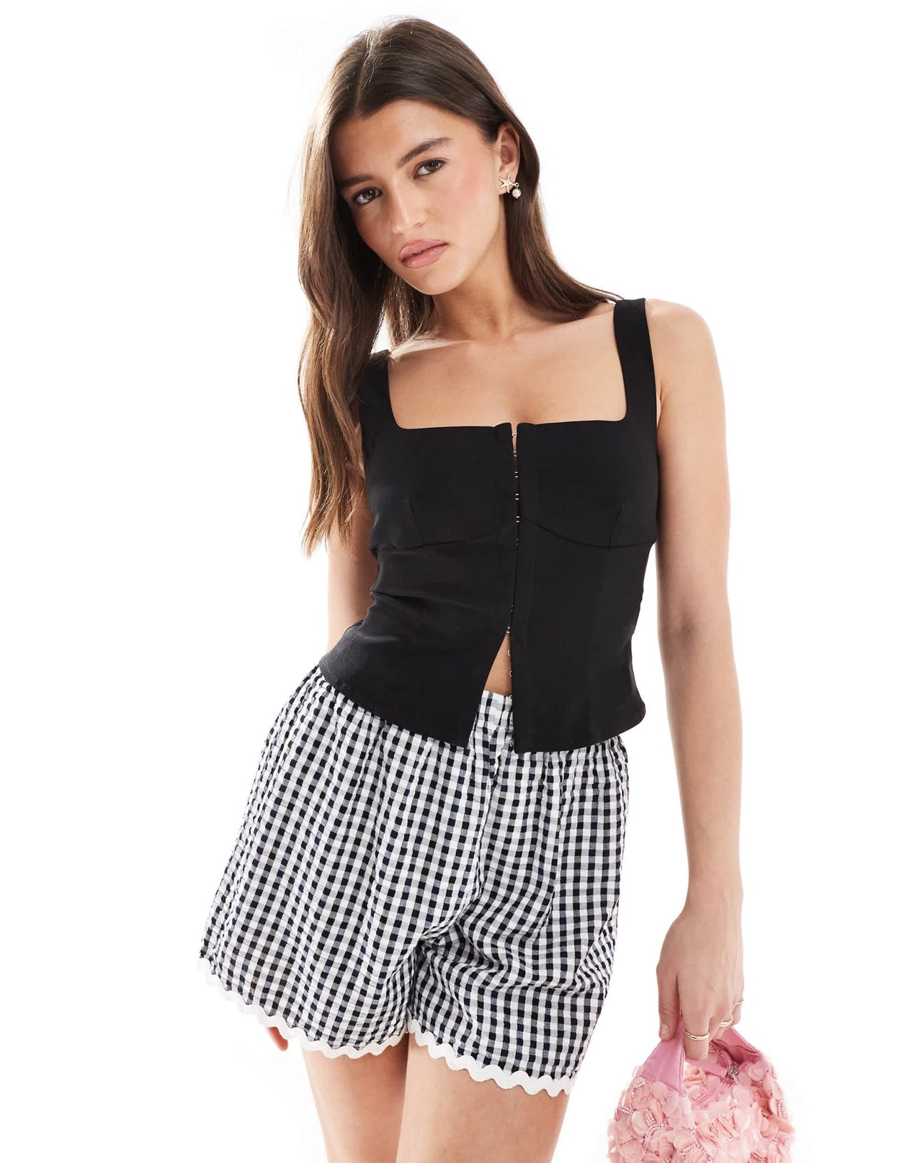 Stradivarius square neck vest top in black - ASOS Sample Sale